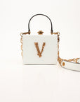 Versace Virtus Box Bag in White with Gold-Tone Hardware