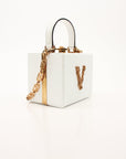 Versace Virtus Box Bag in White with Gold-Tone Hardware