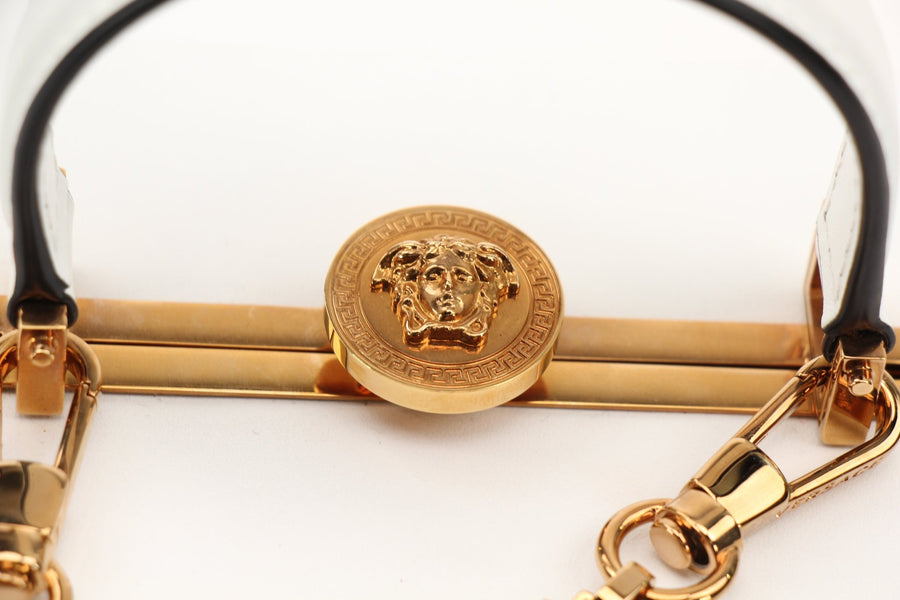 Versace Virtus Box Bag in White with Gold-Tone Hardware