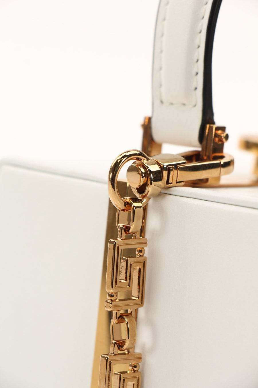 Versace Virtus Box Bag in White with Gold-Tone Hardware