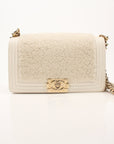 Chanel Medium Le Boy Shearling & Leather Shoulder Bag in Ivory
