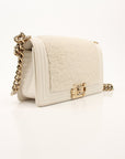 Chanel Medium Le Boy Shearling & Leather Shoulder Bag in Ivory