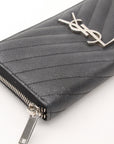 Yves Saint Laurent Chevron Wallet in black leather with a quilted design and gold logo detail.