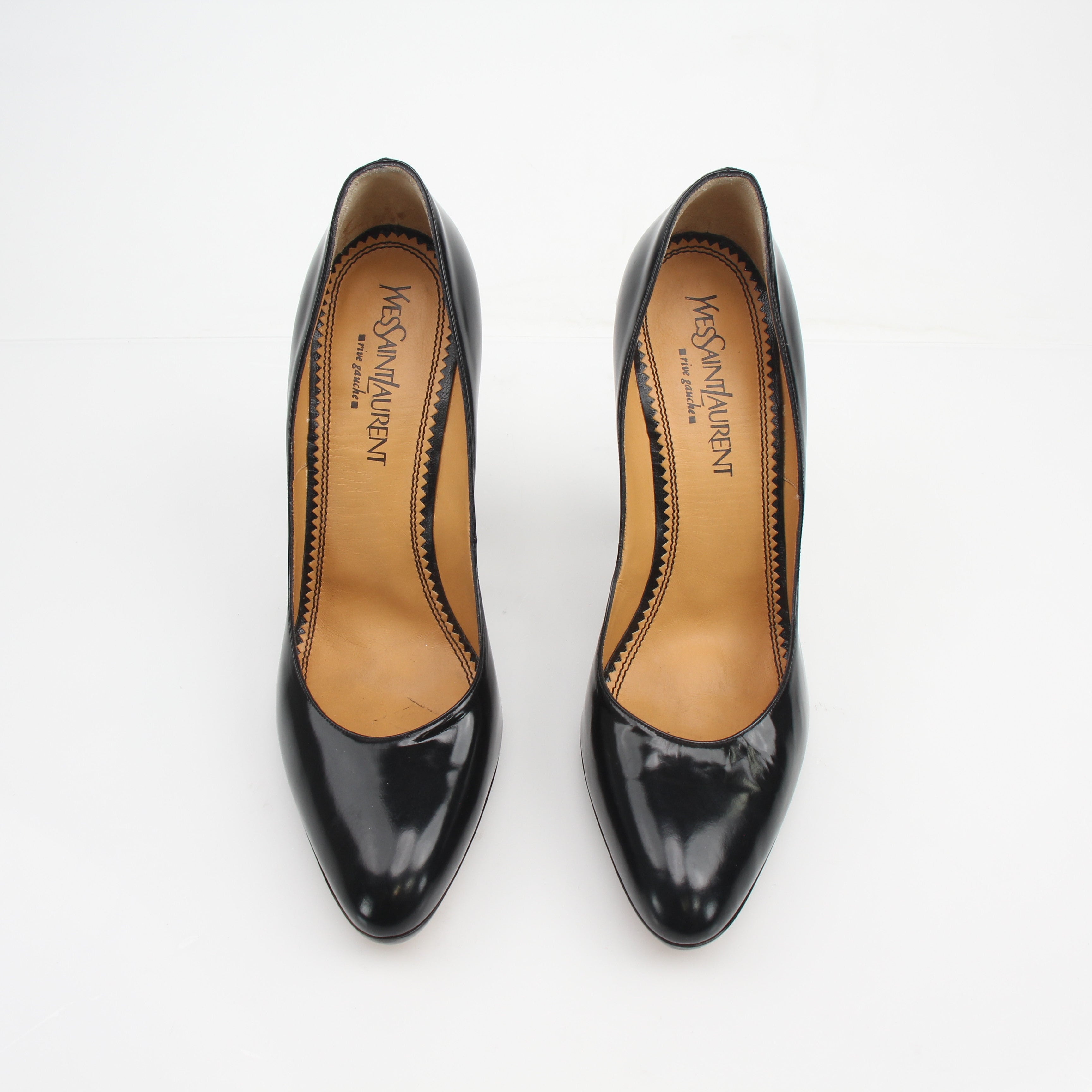 Saint Laurent Black Patent Leather Classic Almond Toe Heels