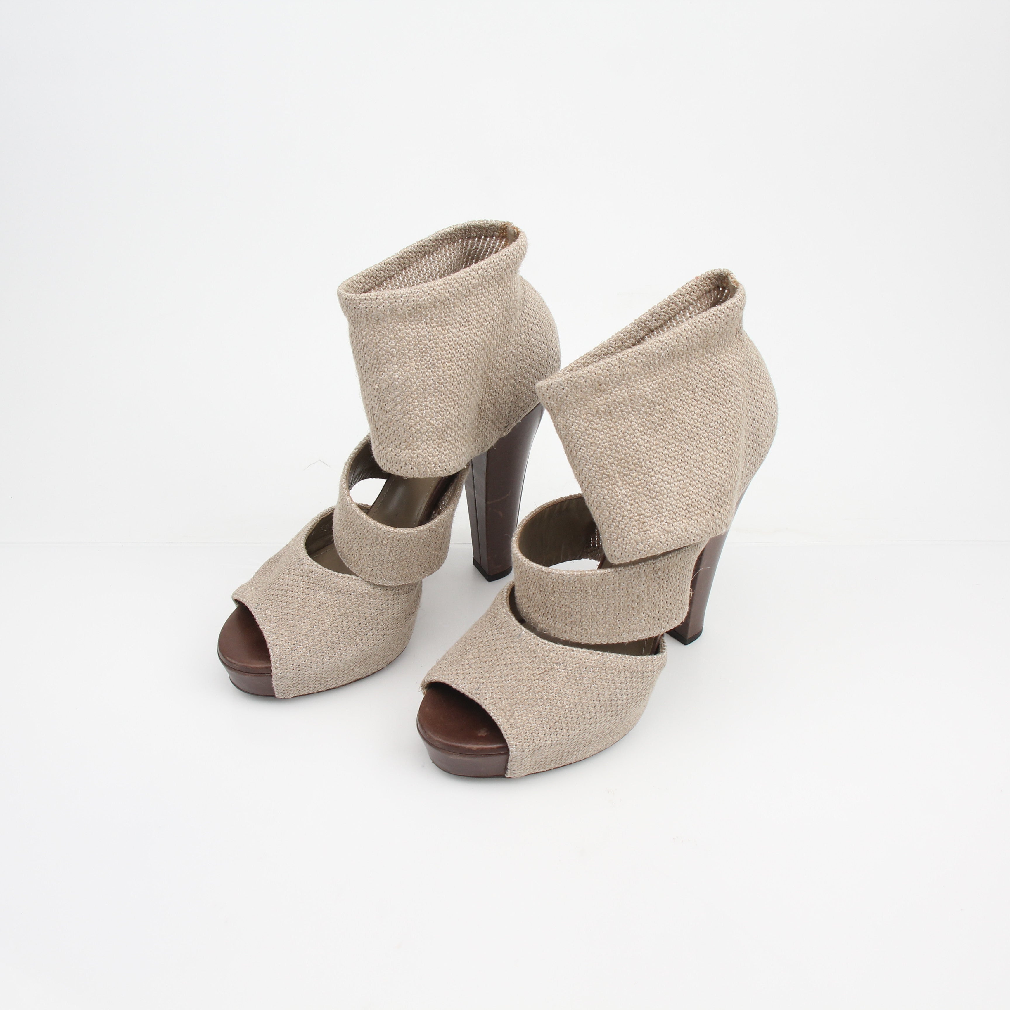 Saint Laurent Vintage Three Strap Platform Peep Toe Booties