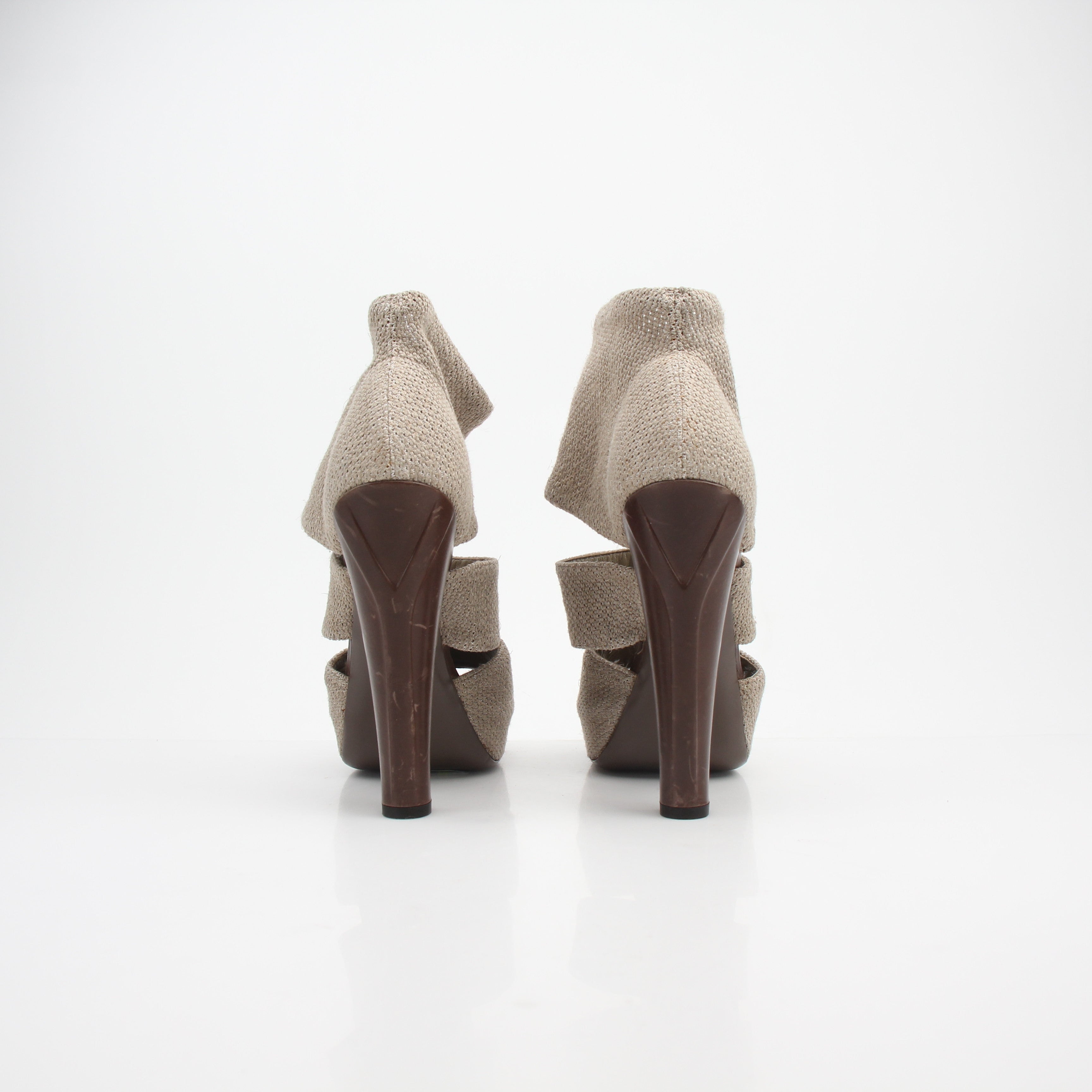 Saint Laurent Vintage Three Strap Platform Peep Toe Booties