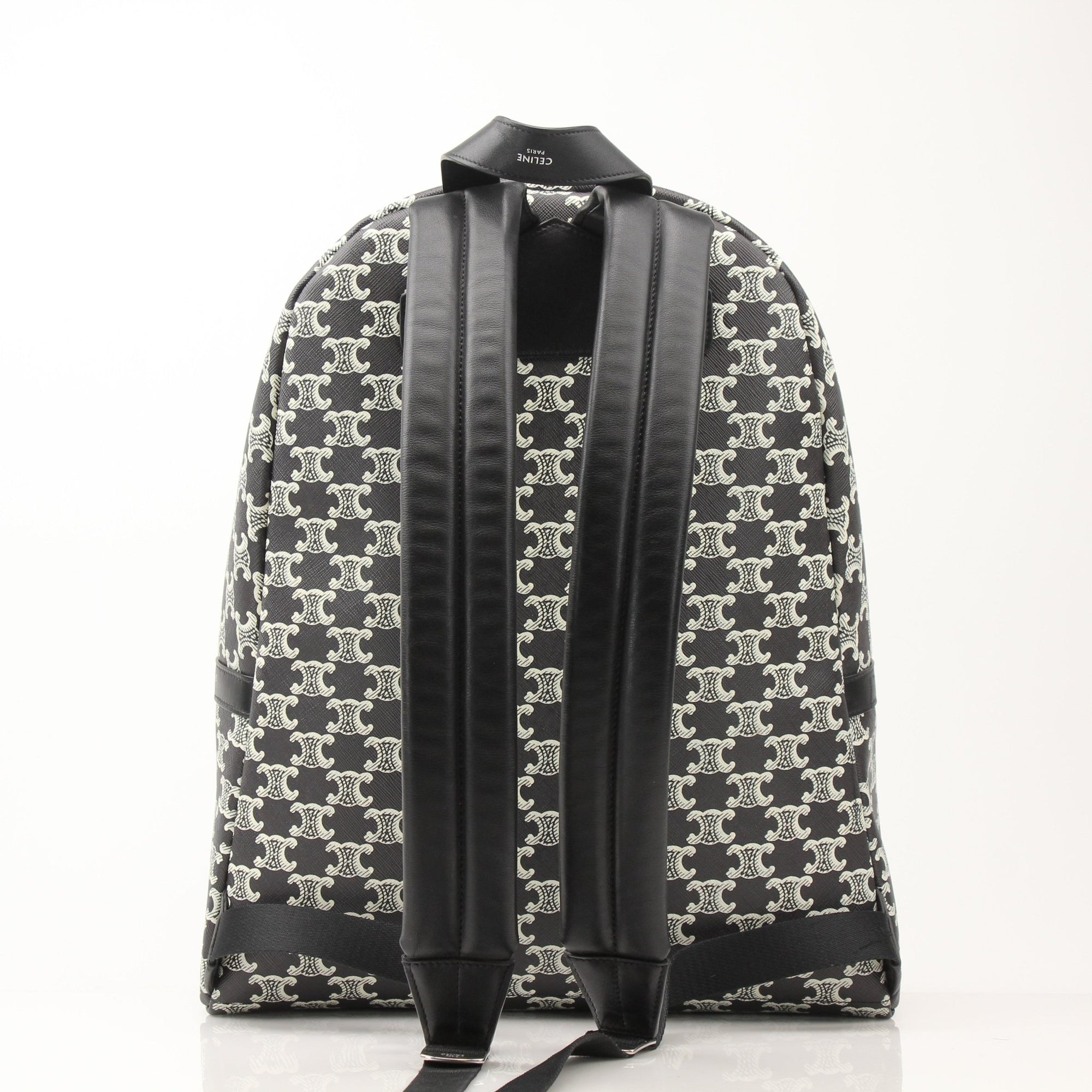 Gold & Beyond Celine Triomphe Canvas Backpack for travel, featuring a stylish design with adjustable straps and multiple compartments.