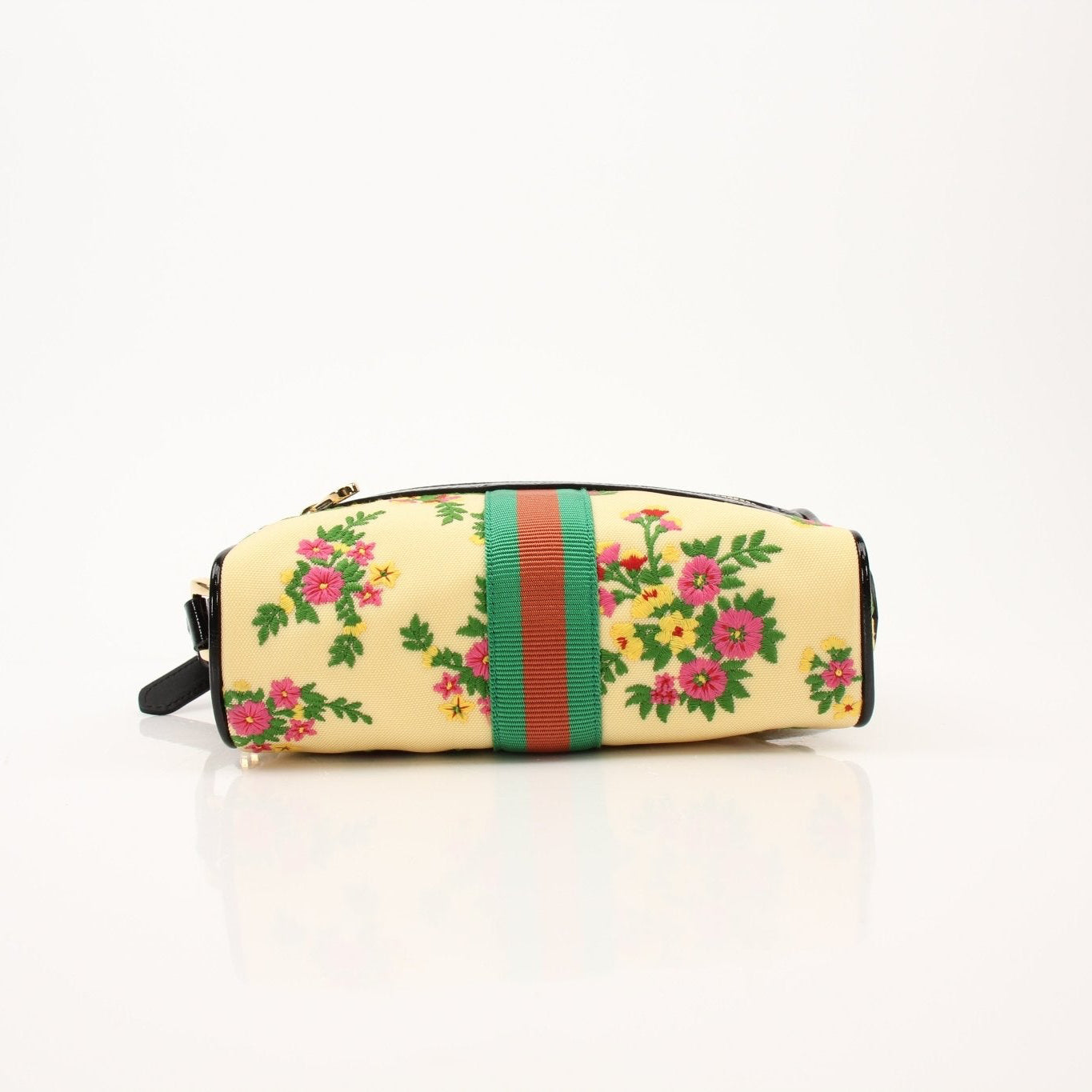 Gucci Ophidia floral crossbody handbag with signature green and red striped canvas and leather accents, featuring floral design.