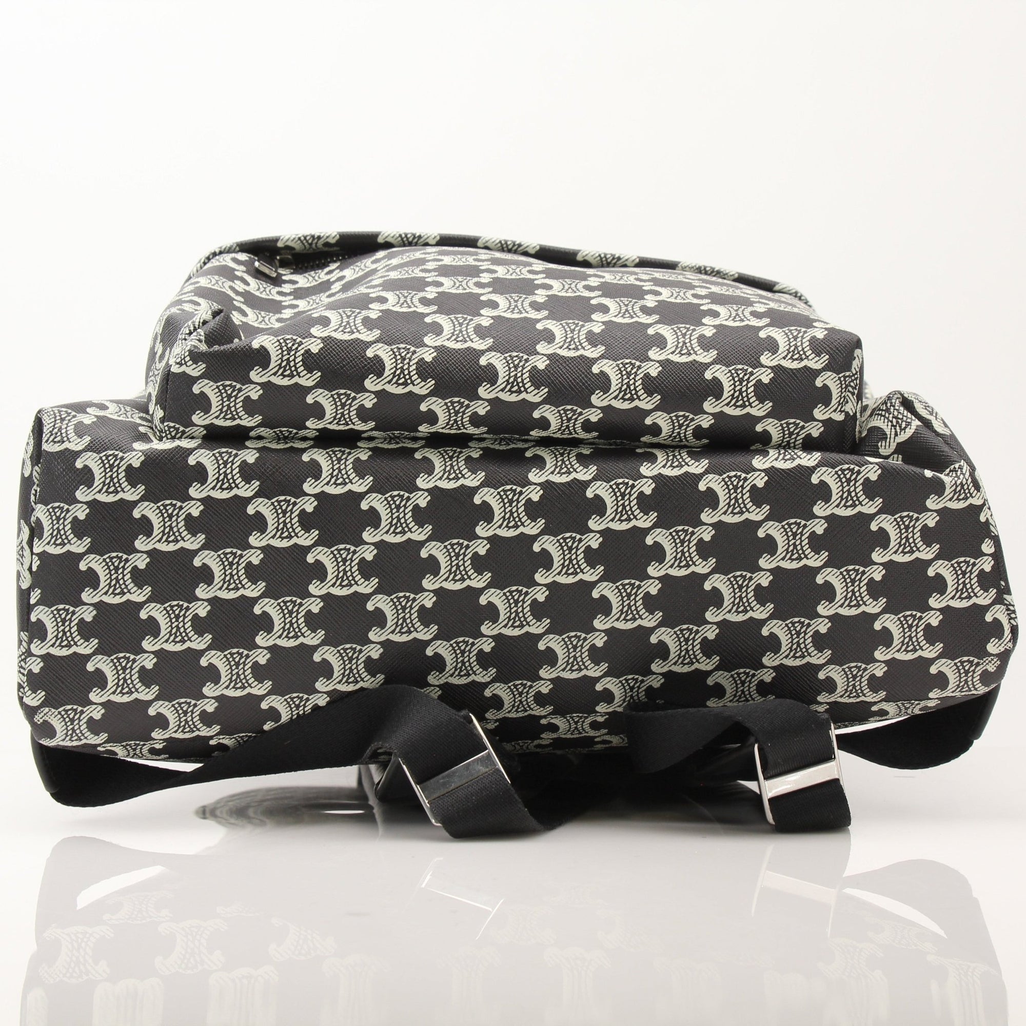 Gold & Beyond Celine Triomphe Canvas Backpack for travel, featuring the iconic design and durable fabric with adjustable straps.