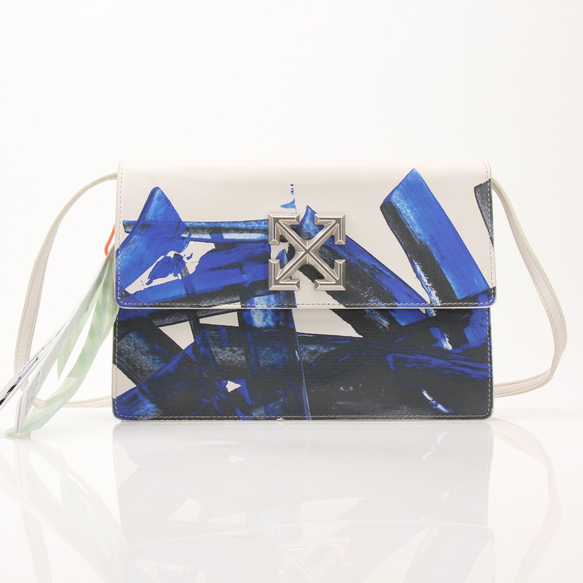 Off-White Jitney 1.0 shoulder handbag by Gold & Beyond, featuring a sleek design with top handle and shoulder strap.