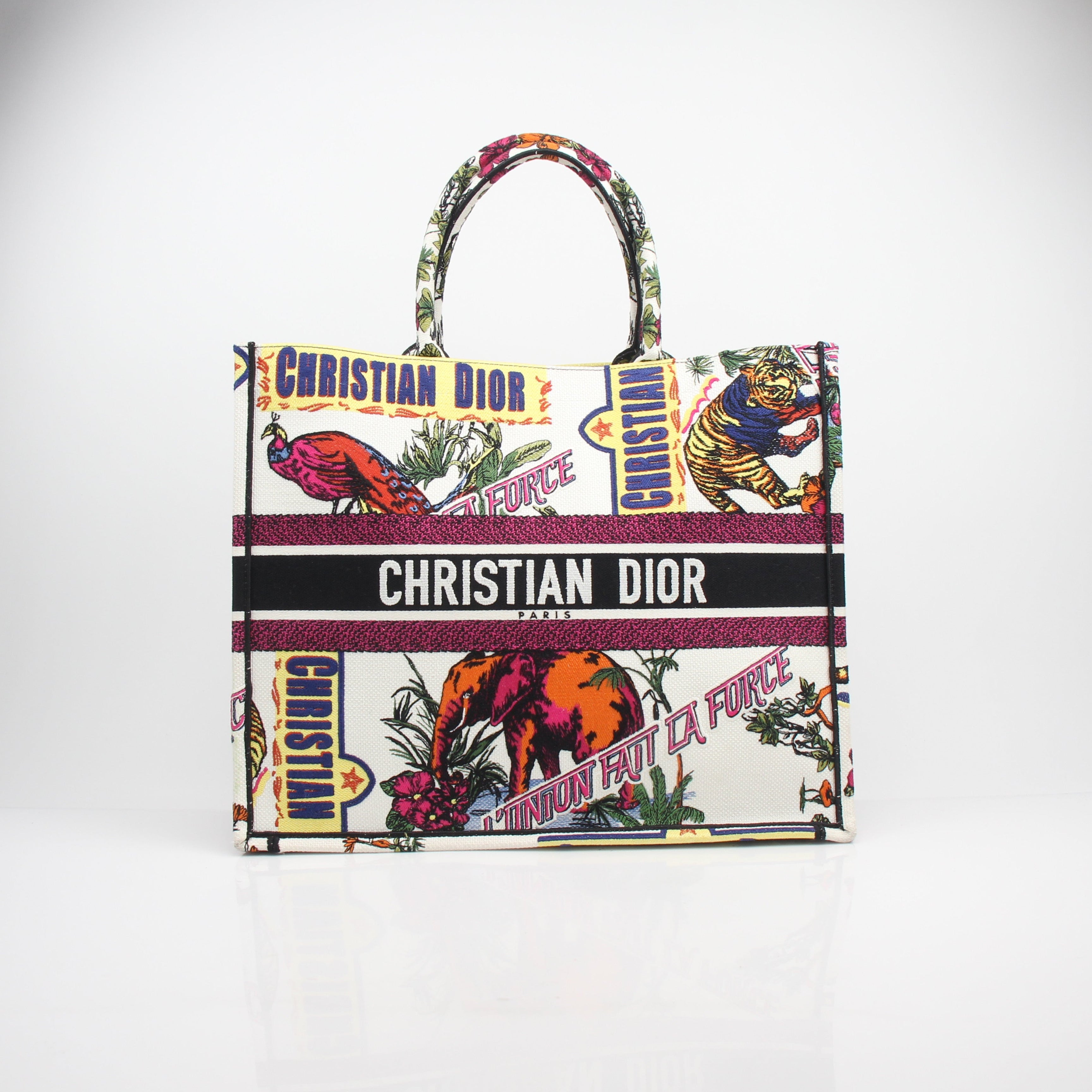Christian Dior Indian Animal Embroidered Large Book Tote