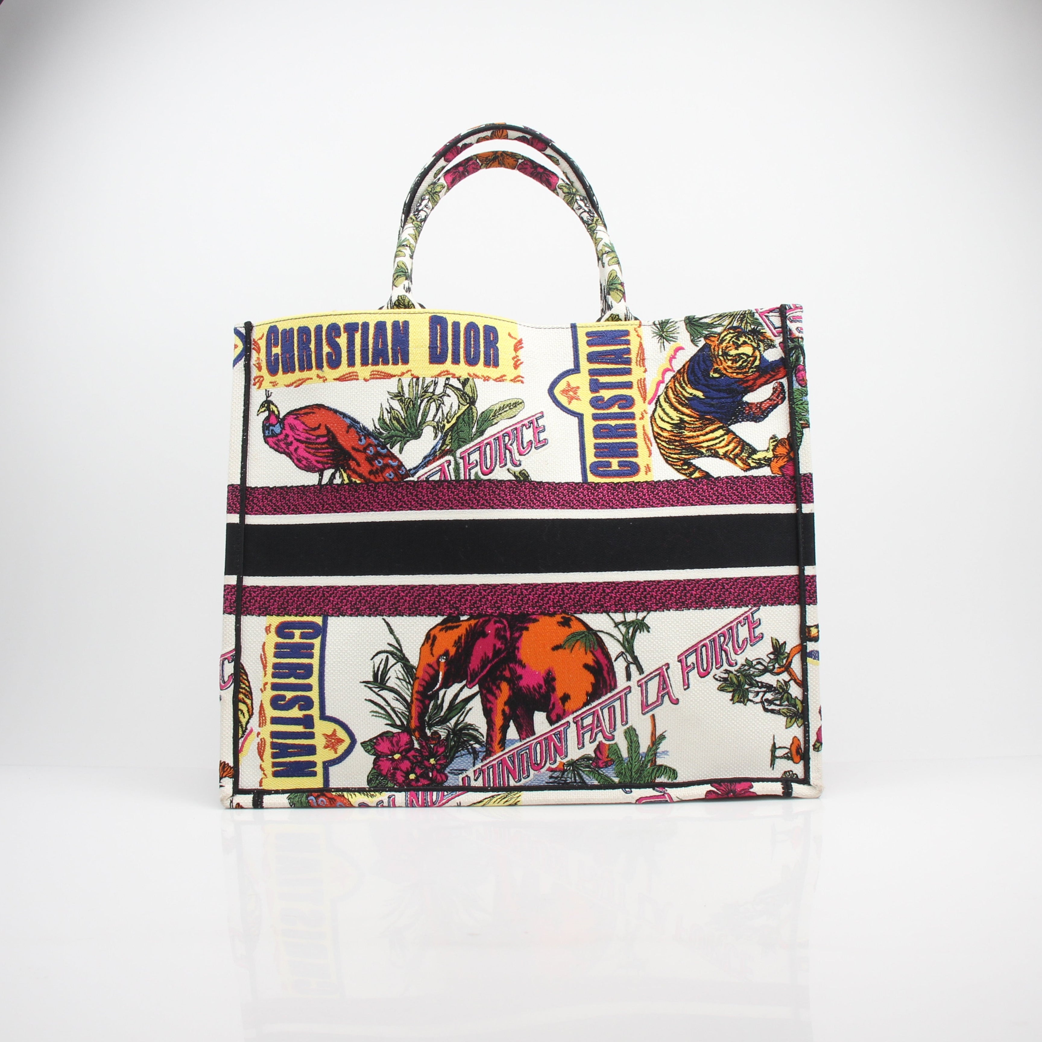 Christian Dior Indian Animal Embroidered Large Book Tote