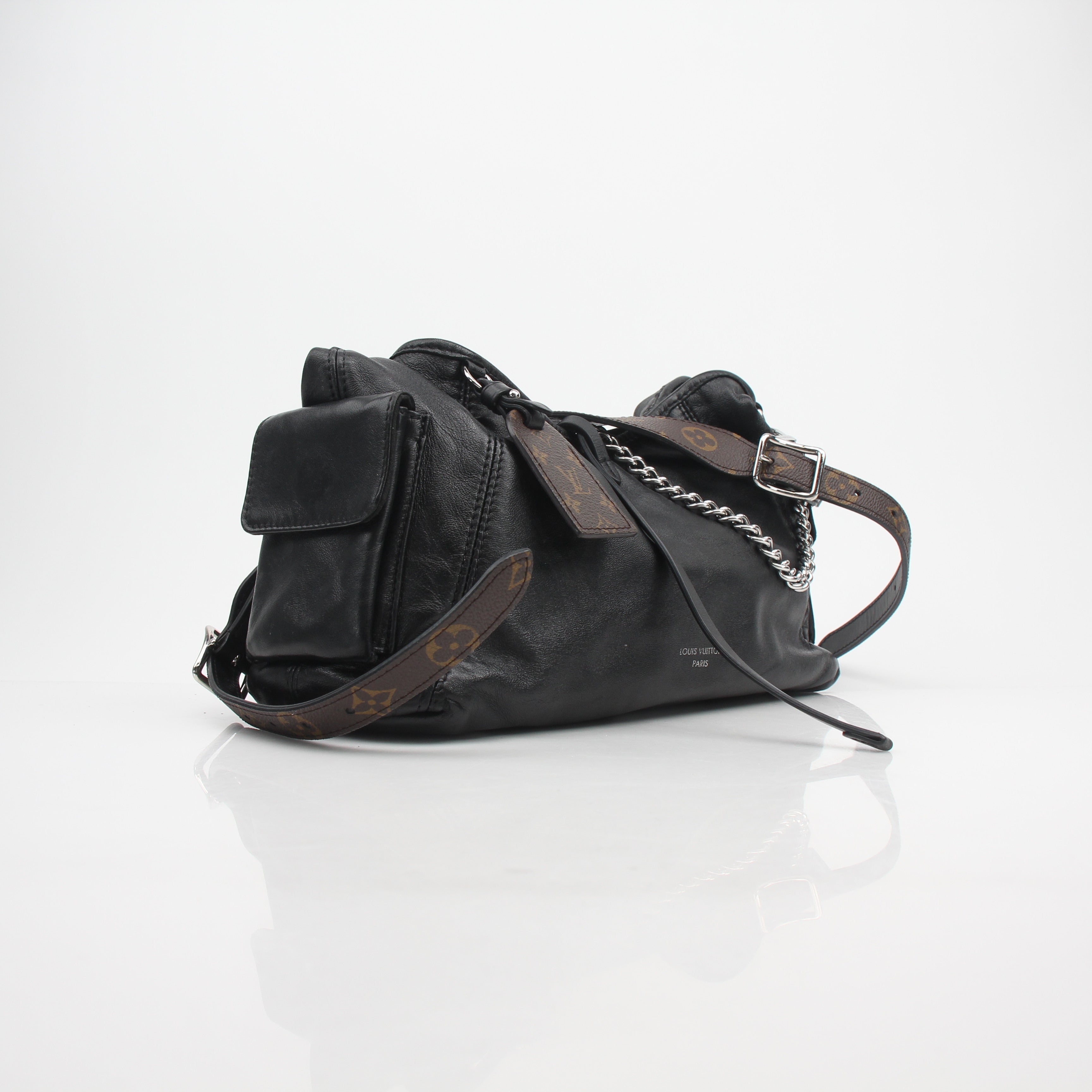 Louis Vuitton CarryAll Cargo PM Black Lambskin Handbag