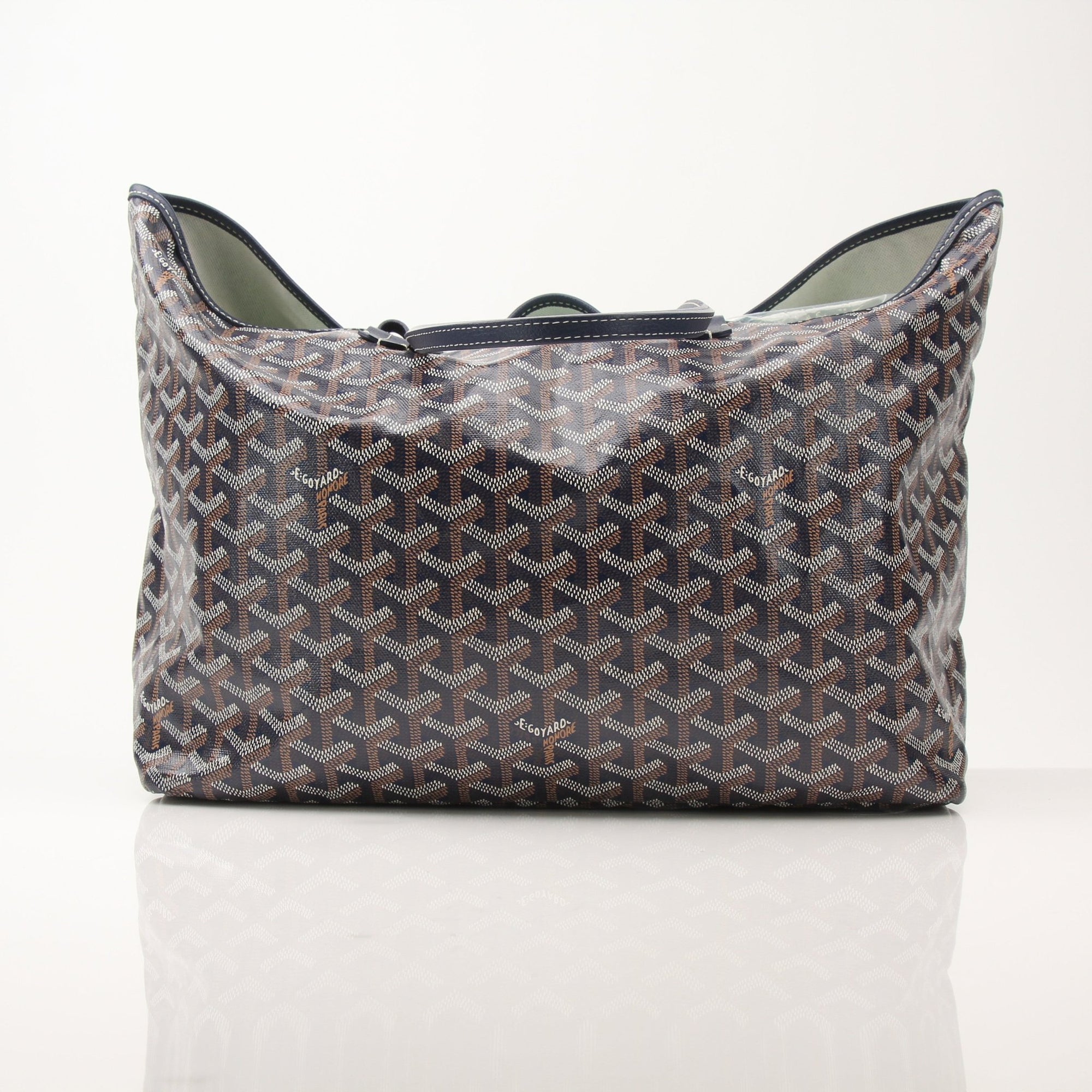 Gold & Beyond Goyard Saint Louis PM tote handbag with signature patterned canvas and leather handles.