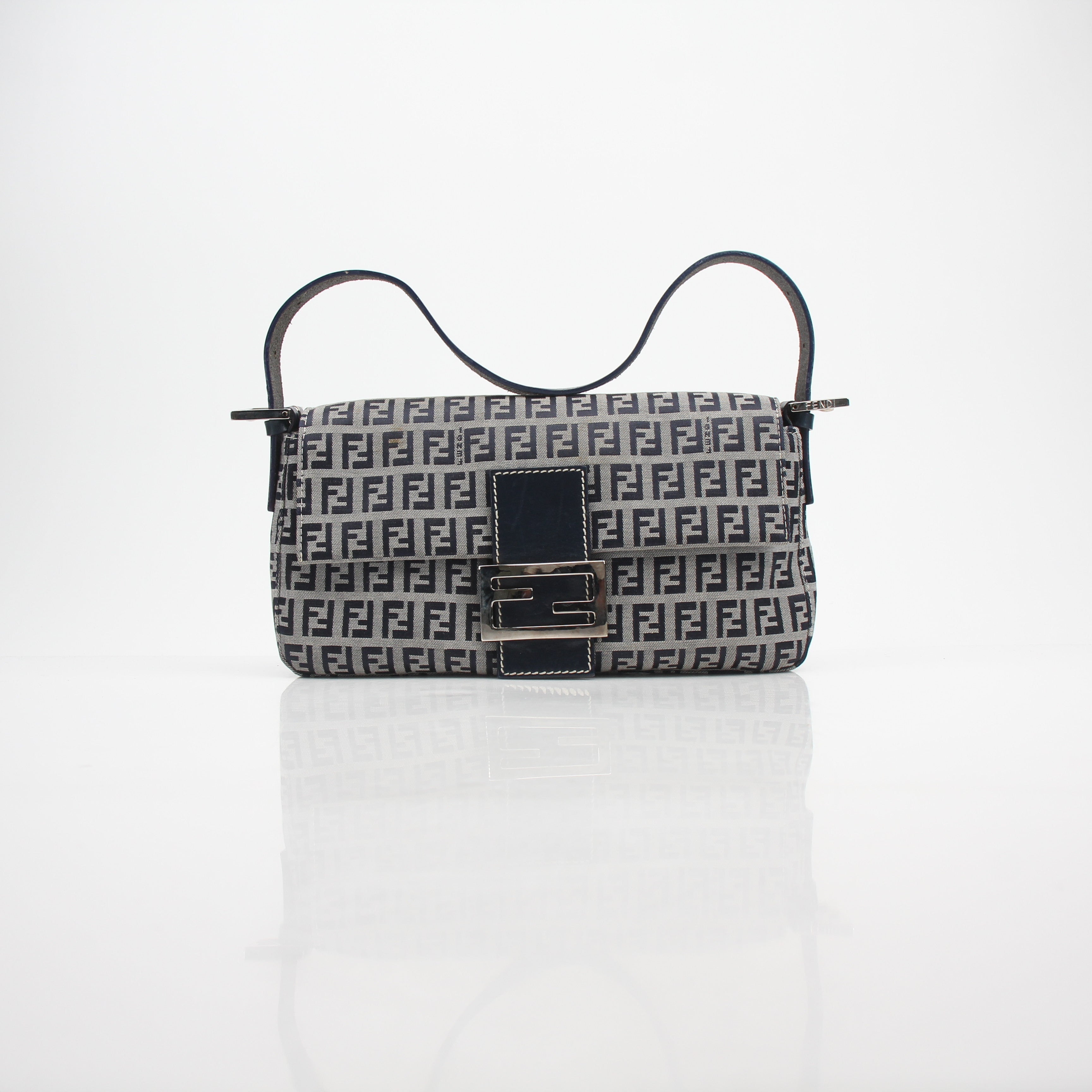 Fendi Zucchino Canvas Mamma Baguette Shoulder Bag