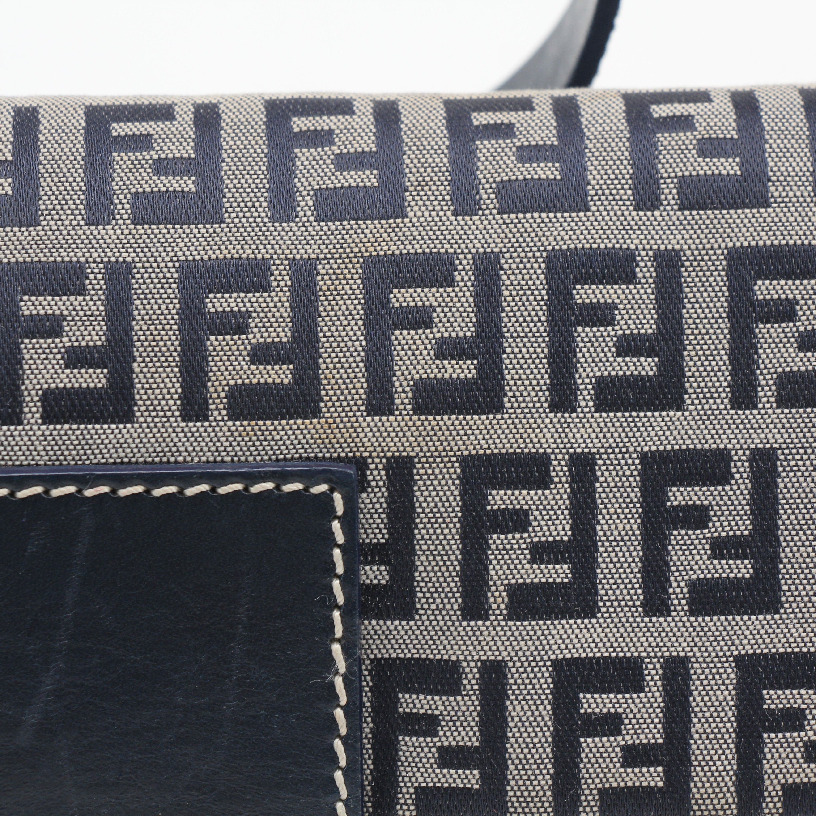 Fendi Zucchino Canvas Mamma Baguette Shoulder Bag