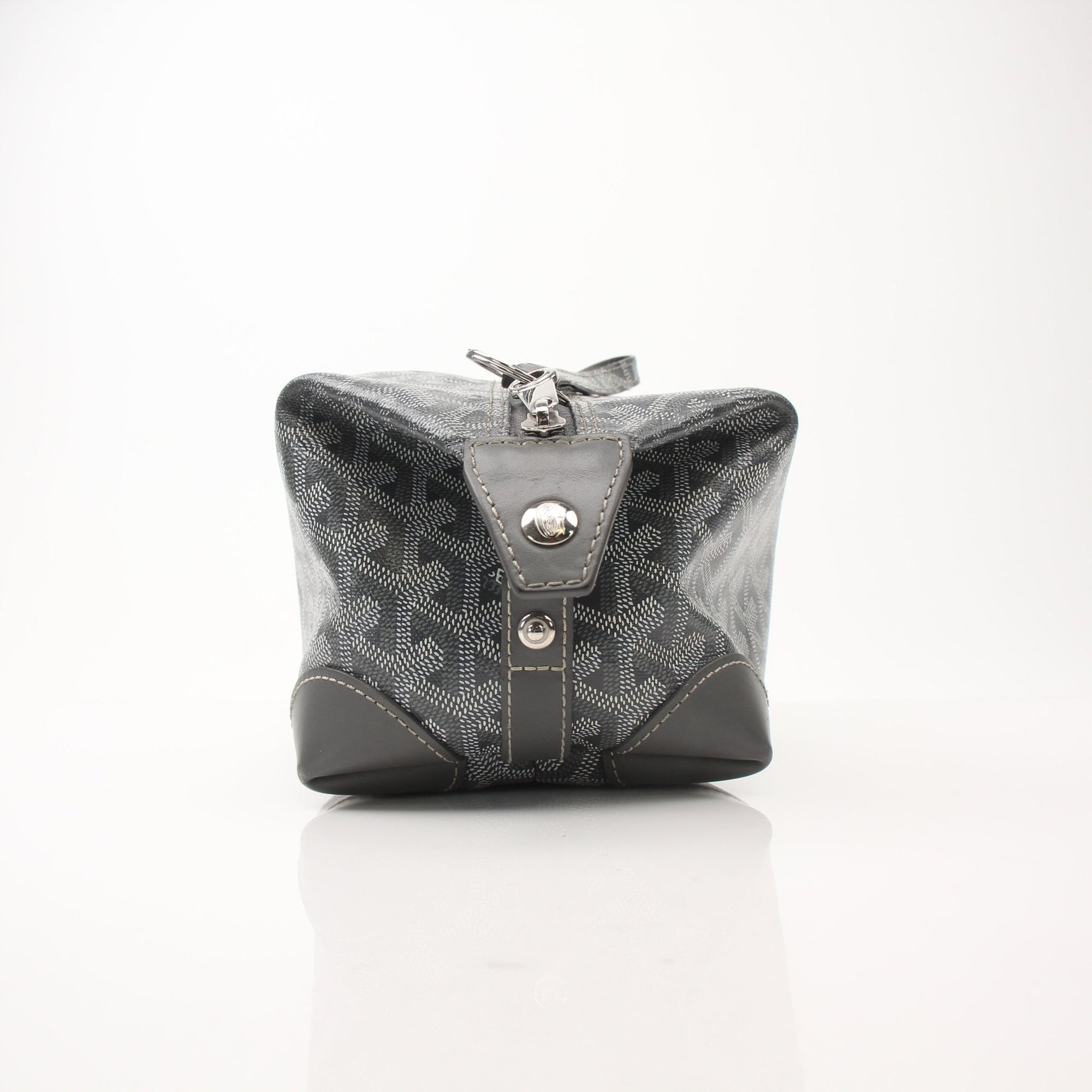 Gold & Beyond Goyard Boeing 25 Toiletry Bag vanity case with Goyard pattern, zipper closure, and leather accents.