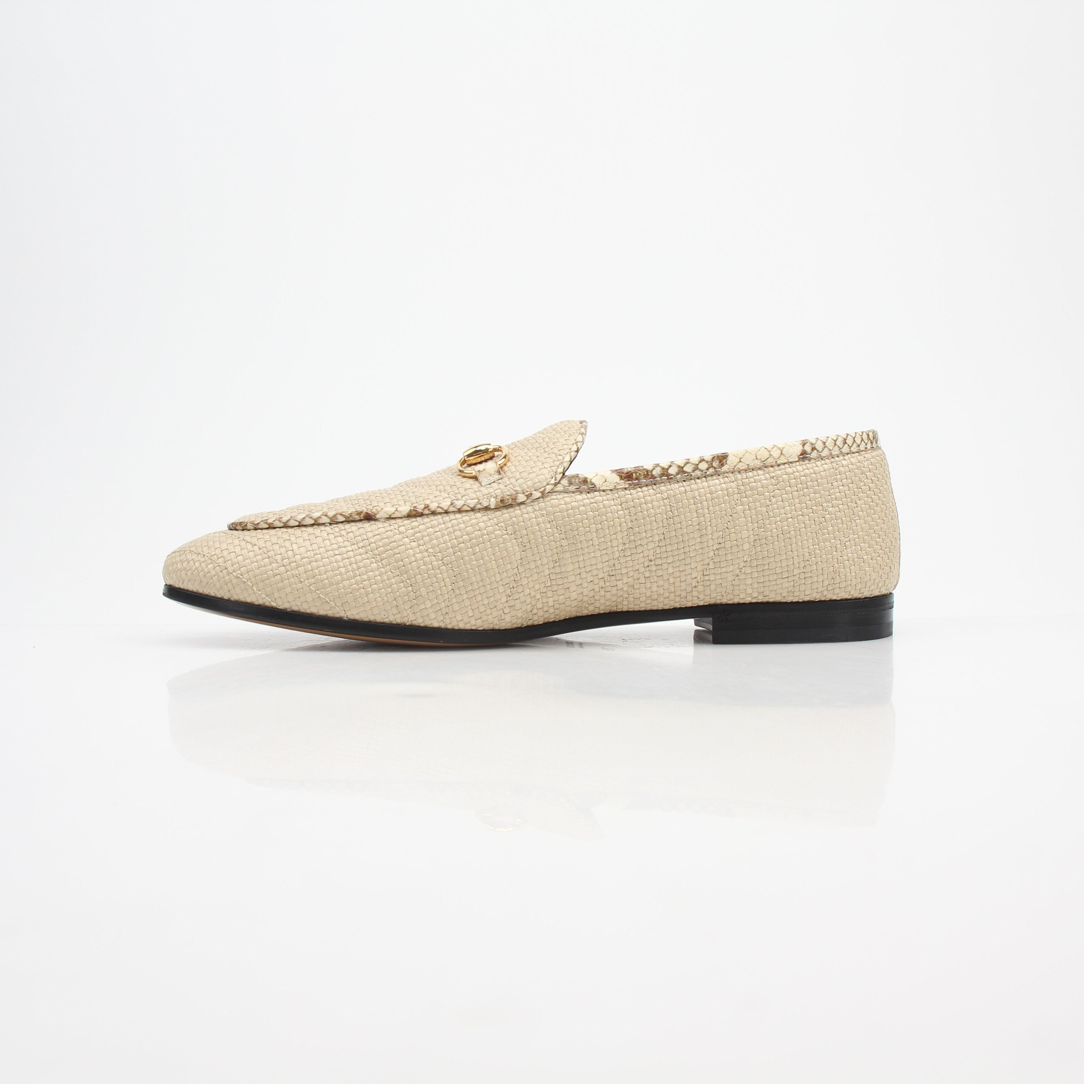 Gucci Women’s Horsebit Raffia Jordaan Loafers
