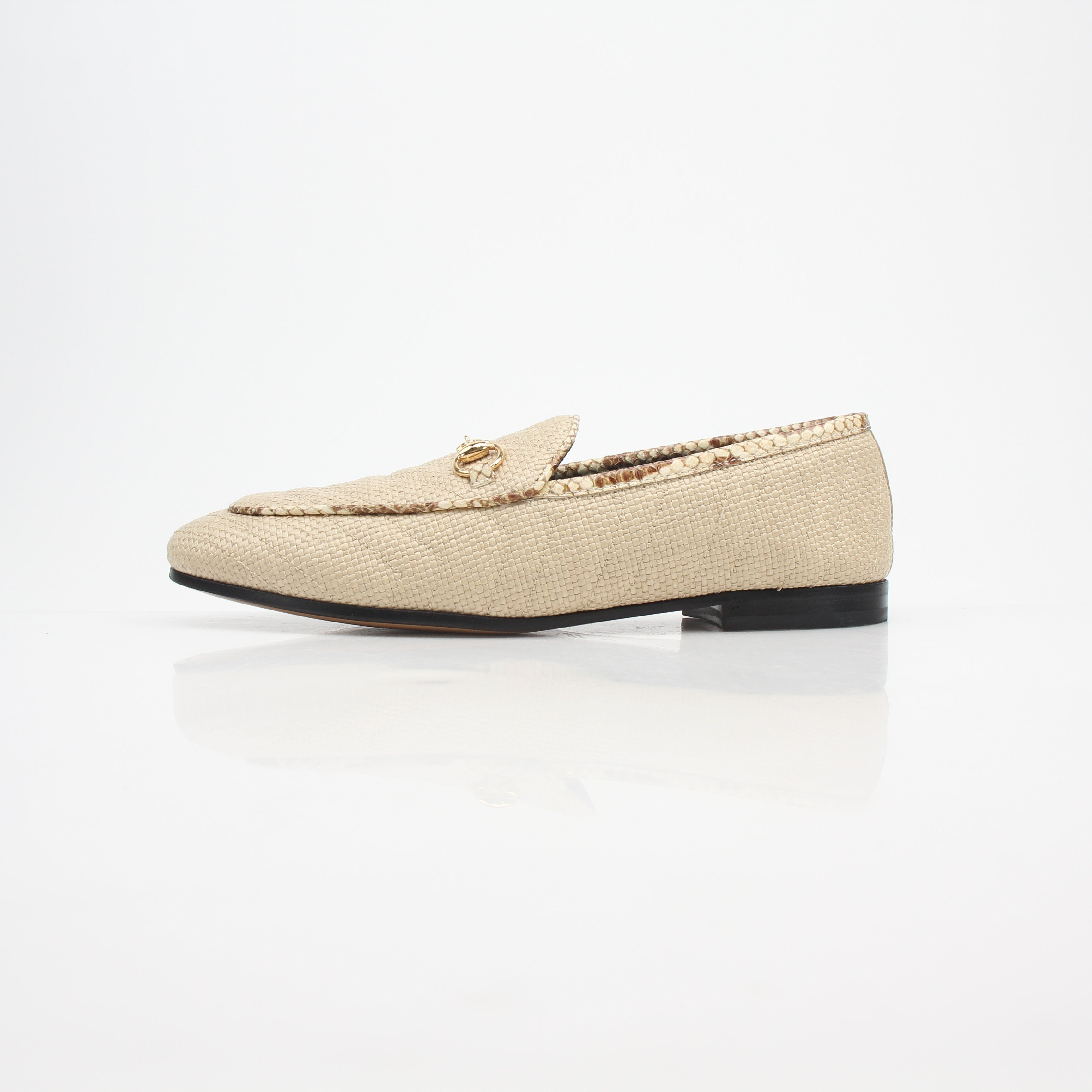 Gucci Women’s Horsebit Raffia Jordaan Loafers