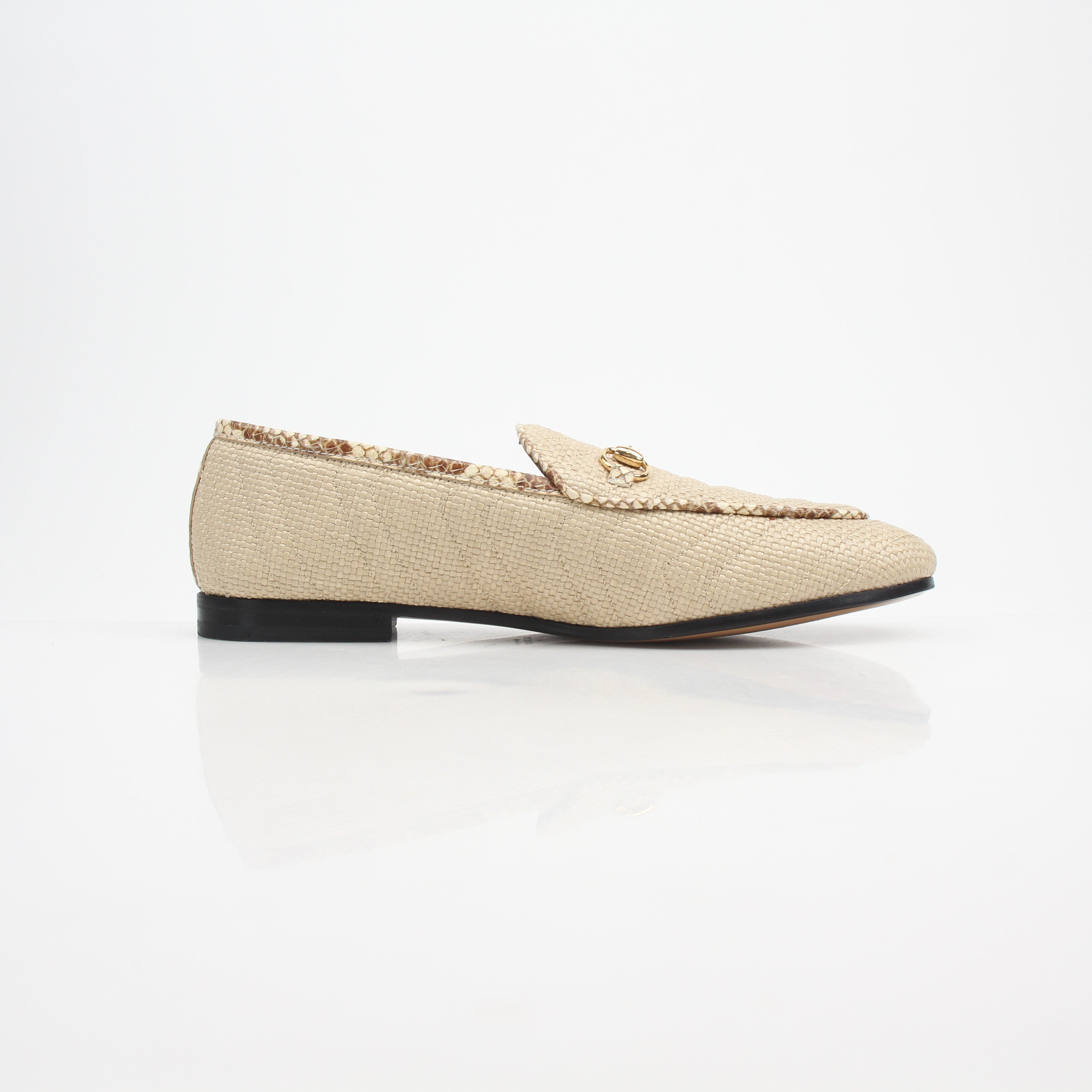 Gucci Women’s Horsebit Raffia Jordaan Loafers