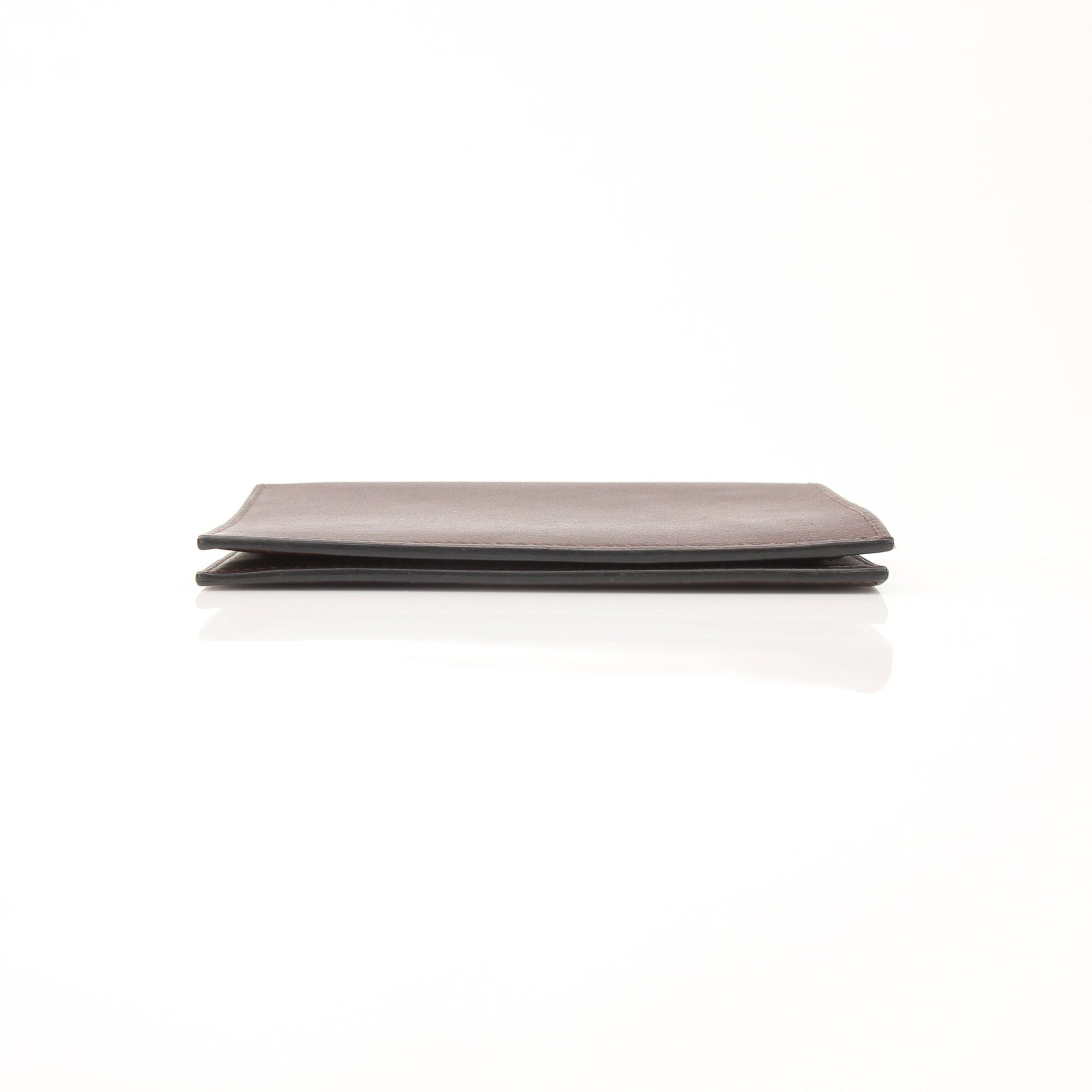 Hermès leather wallet by Gold & Beyond showing a sleek, high-quality brown leather wallet with gold accents and multiple card slots.