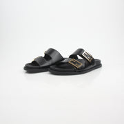 Fendi Women’s Vitello Fendi Feel Buckled Slide Sandals