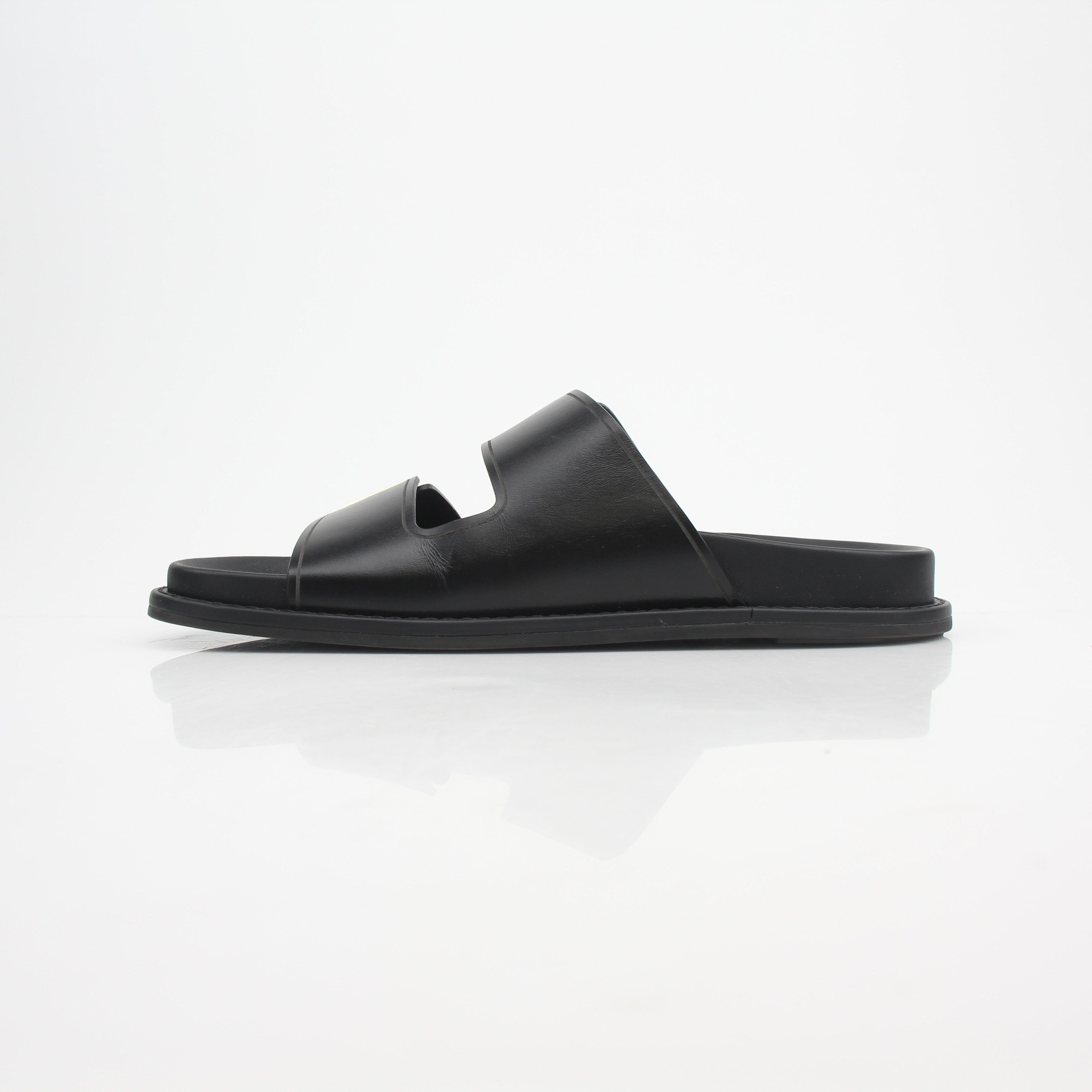 Fendi Women’s Vitello Fendi Feel Buckled Slide Sandals