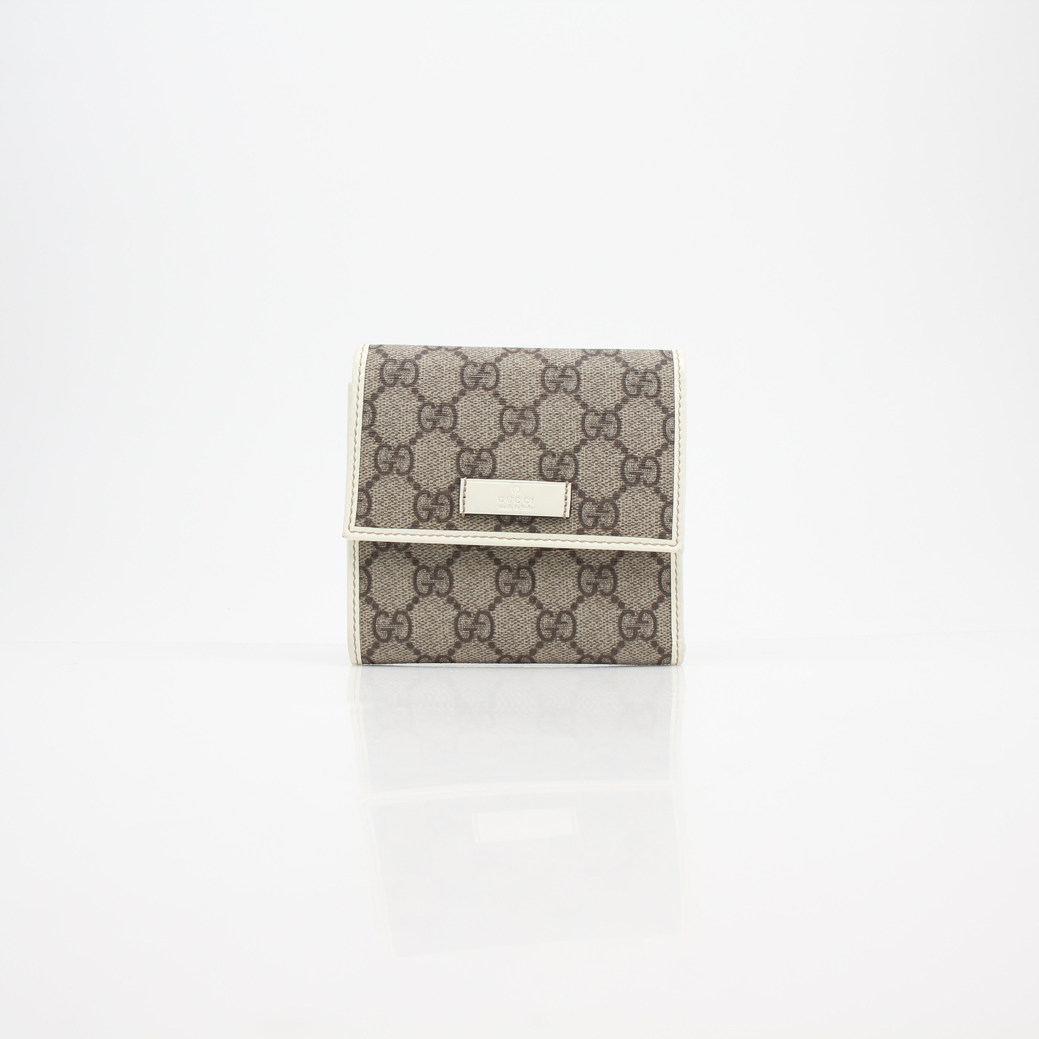 Gucci GG Supreme Canvas & Patent Leather Trifold Compact Wallet