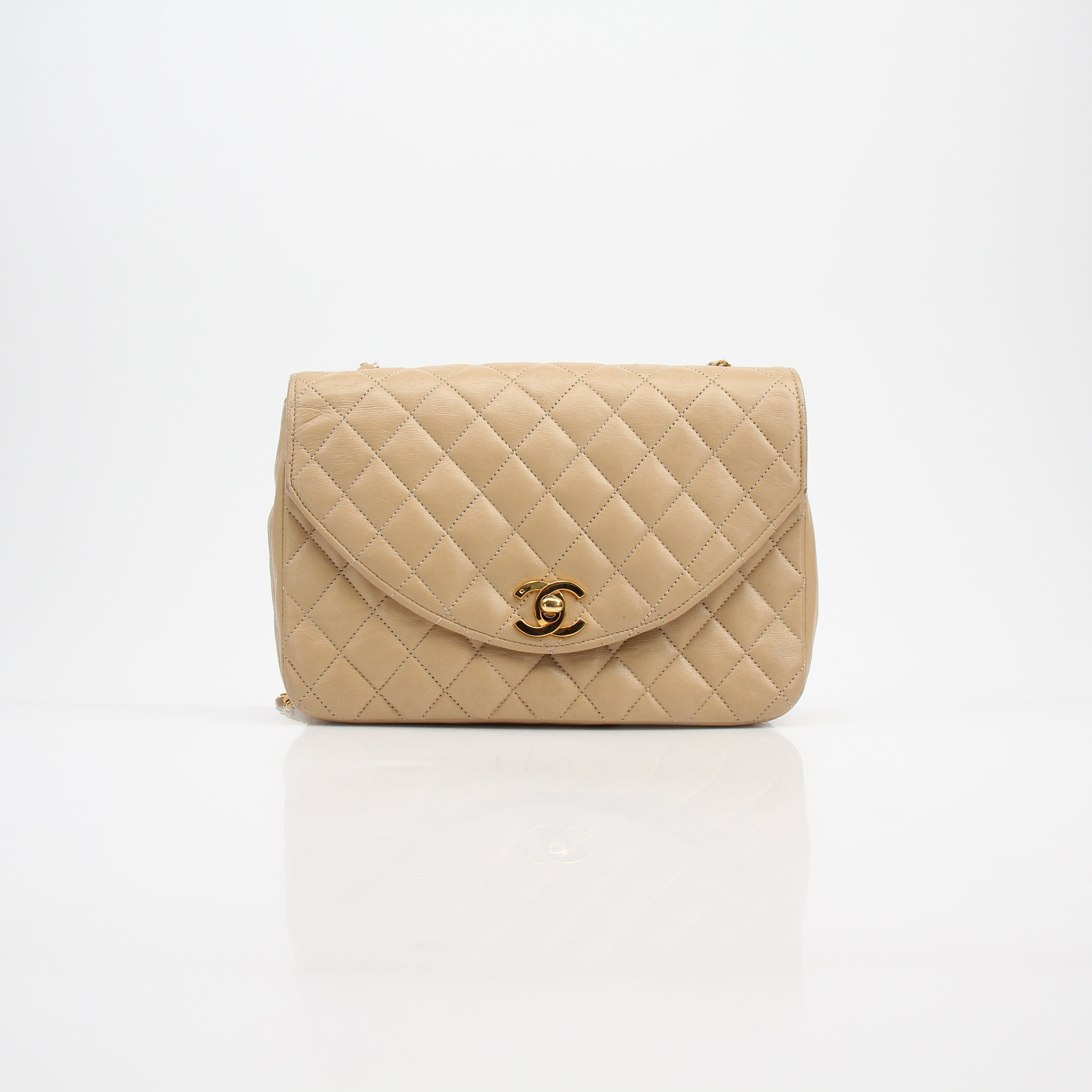 Chanel Quilted Lambskin Half Moon Flap Shoulder Bag