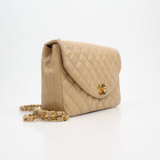 Chanel Quilted Lambskin Half Moon Flap Shoulder Bag