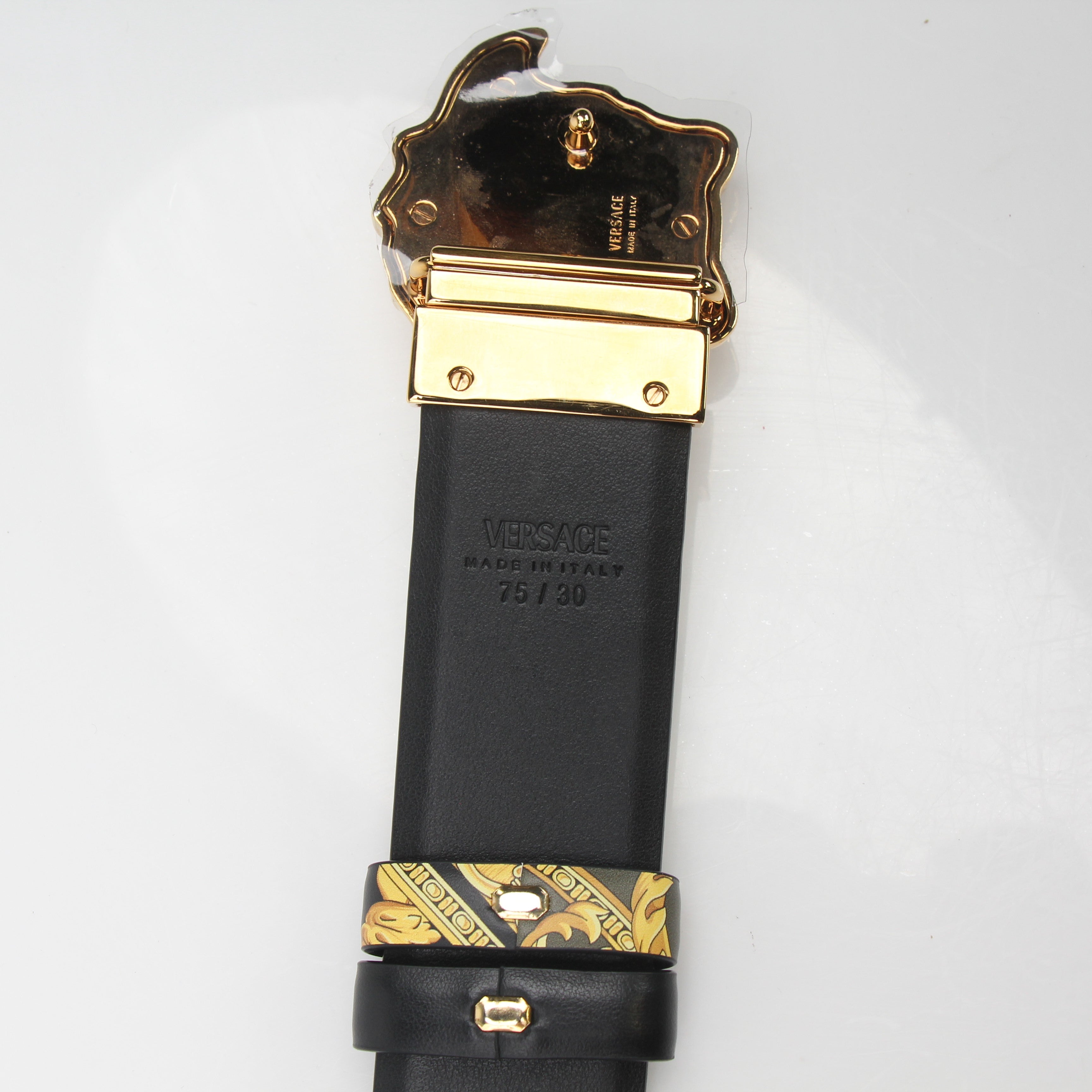 Versace La Medusa Reversible Printed Leather Belt