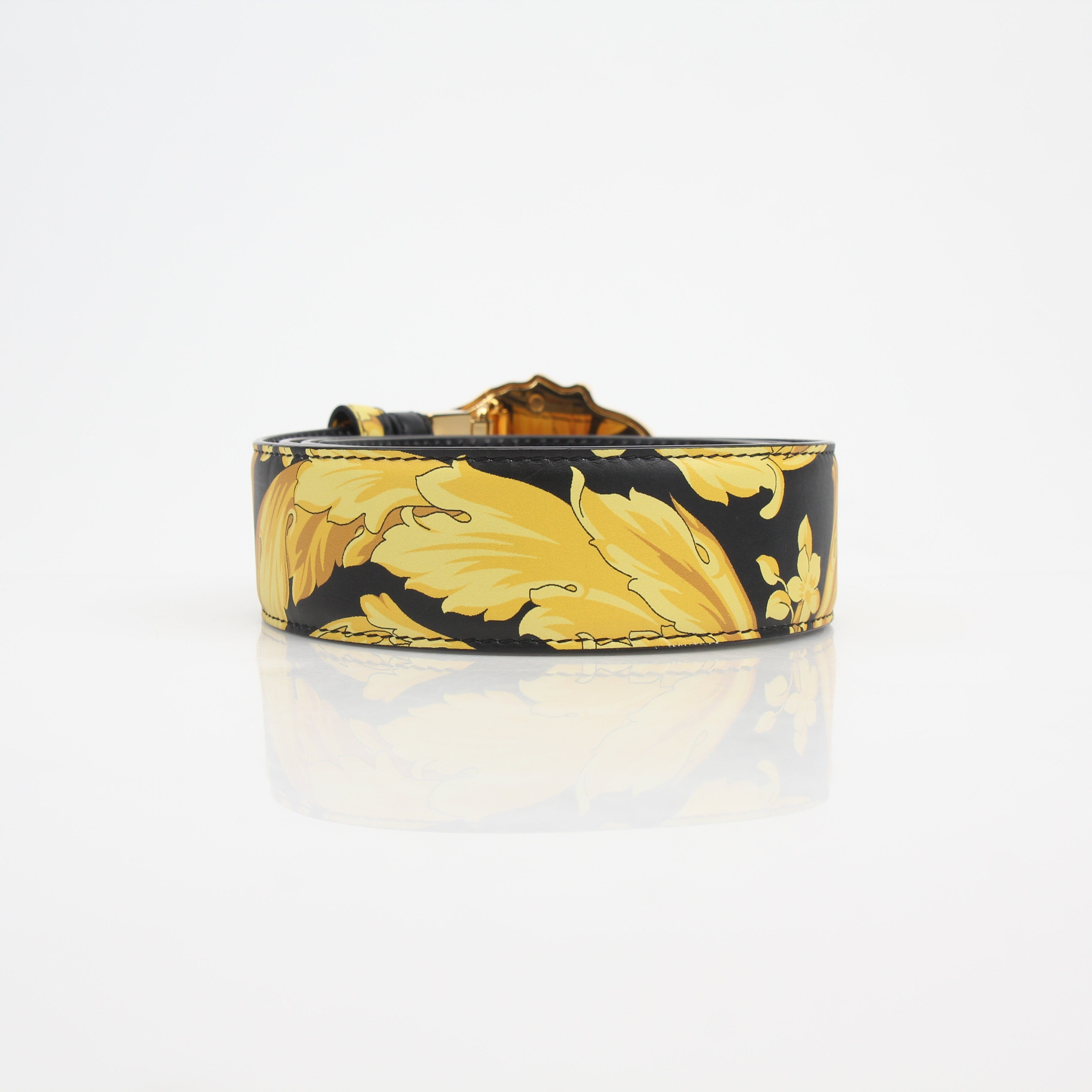 Versace Men's La Medusa Reversible Printed Leather Belt