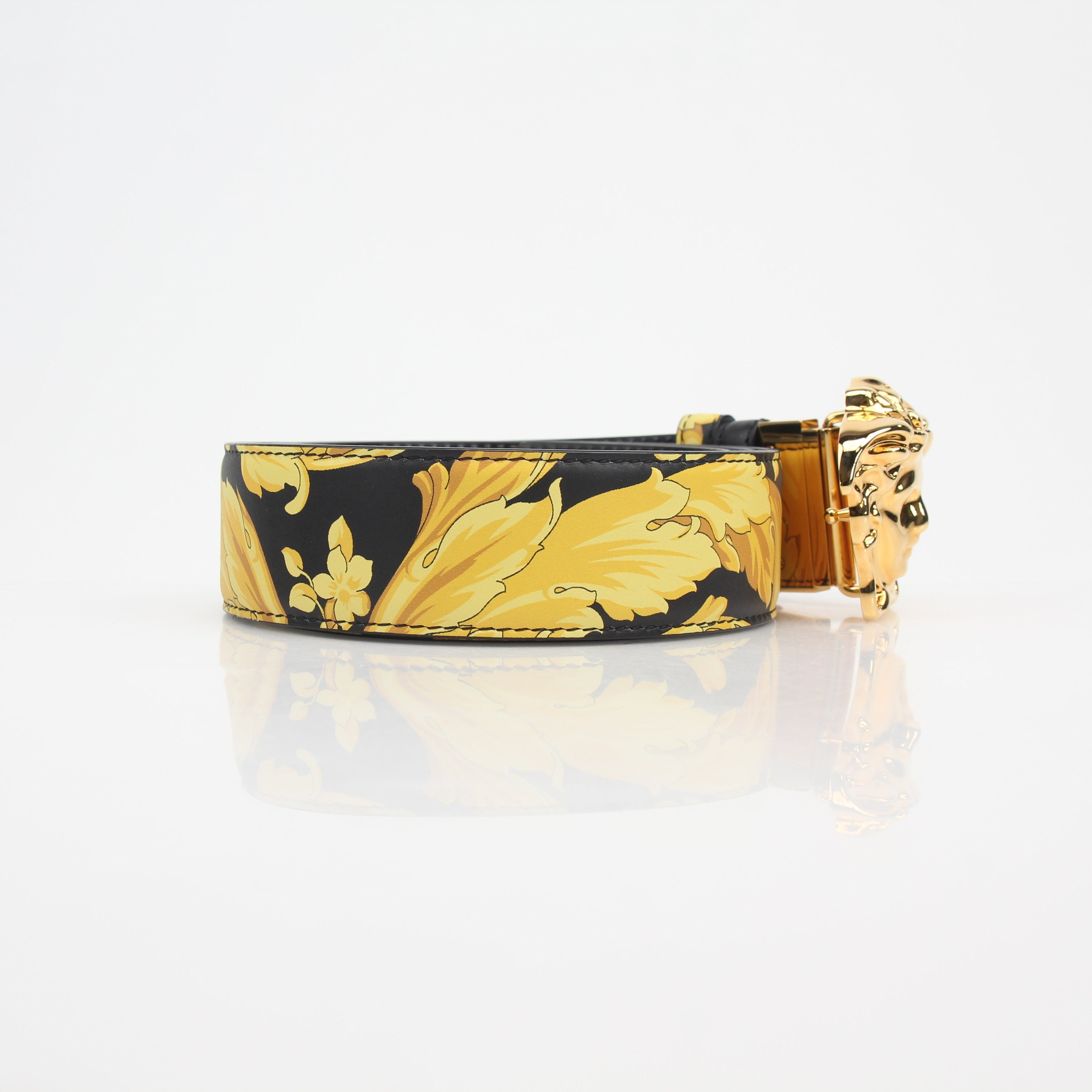 Versace Men's La Medusa Reversible Printed Leather Belt