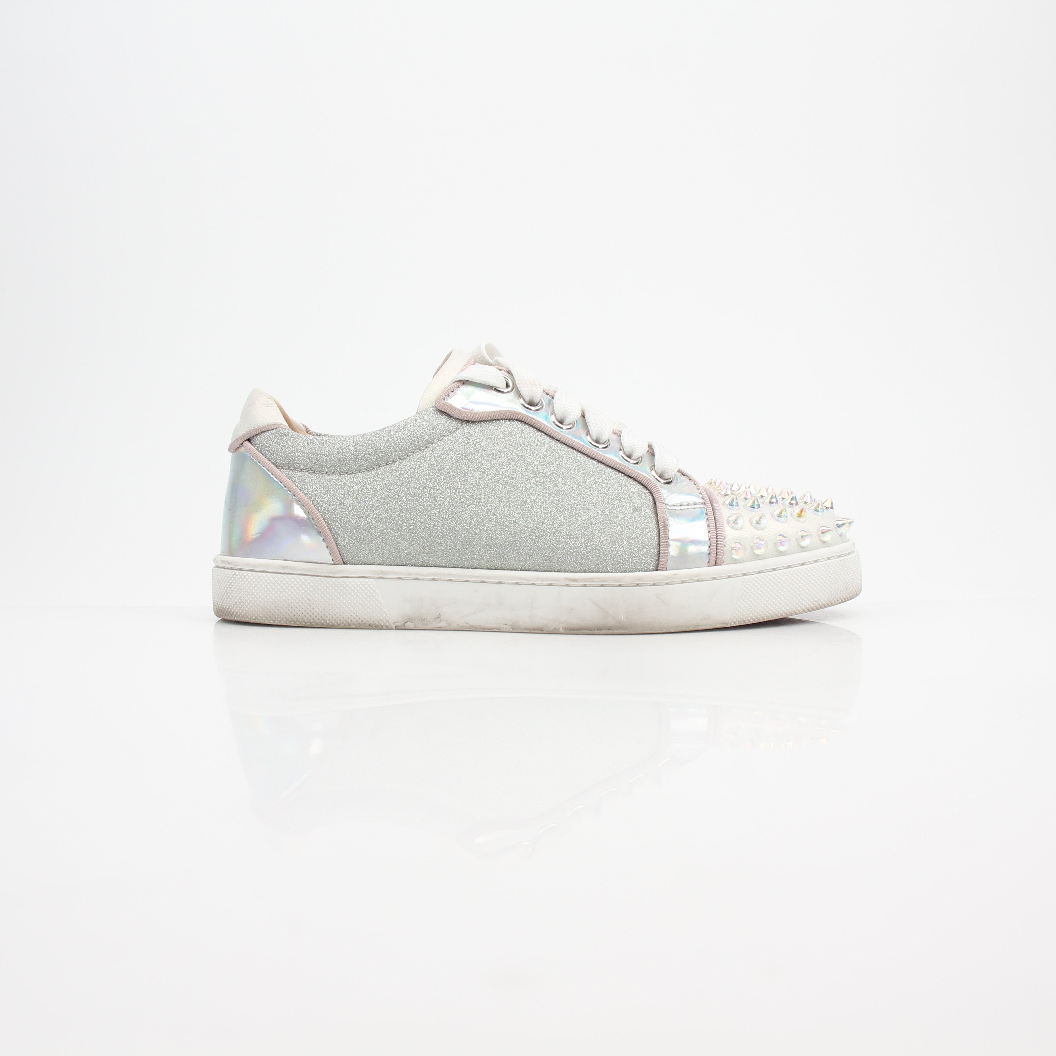 Christian Louboutin Women's Iridescent Glitter Vieira Spike Orlato Low Top Sneakers