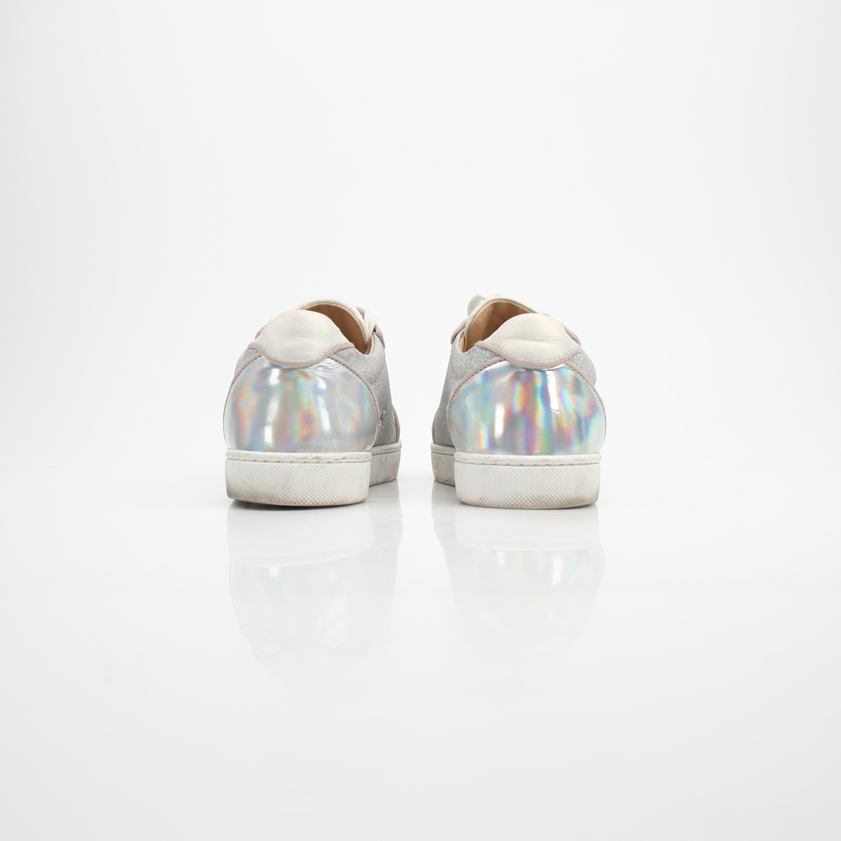 Christian Louboutin Women's Iridescent Glitter Vieira Spike Orlato Low Top Sneakers