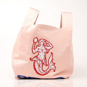 Gold & Beyond Bottega Veneta Super Mercato Pink Mermaid Tote Bag, stylish handbag with vibrant pink mermaid design and spacious interior.
