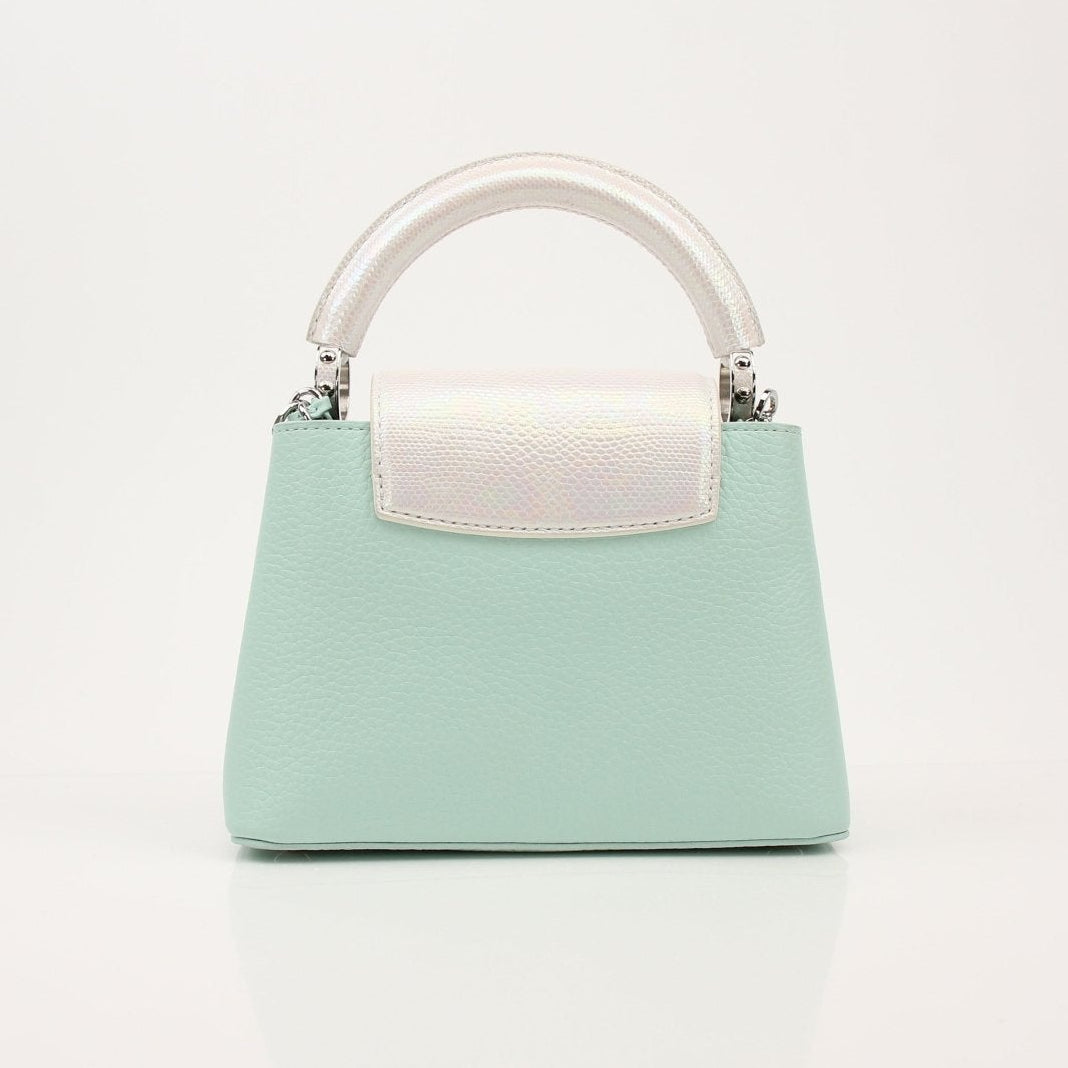 Louis Vuitton Capucines handbag in leather with gold hardware, featuring a structured design and top handle.