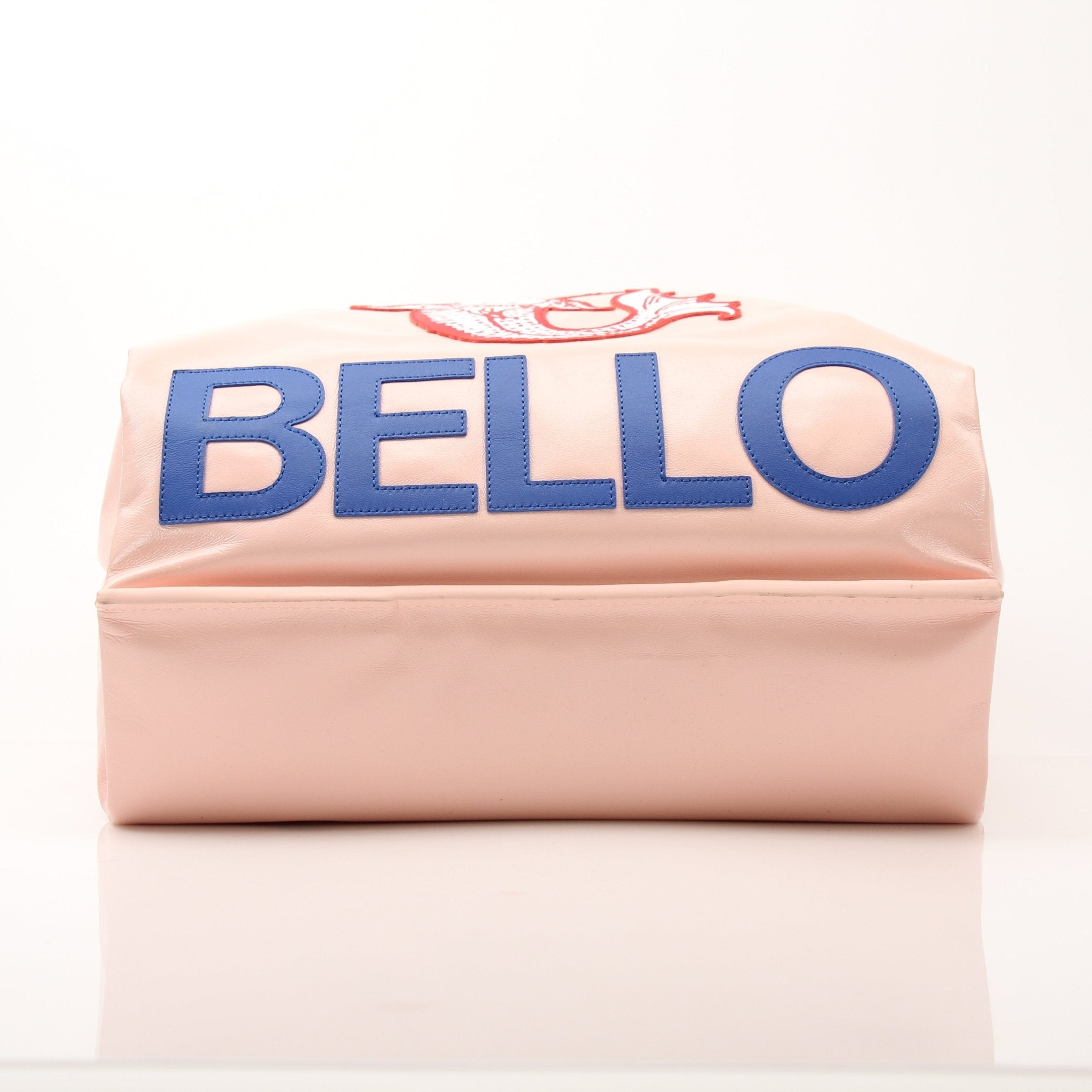 Pink Bottega Veneta Super Mercato Mermaid Tote Bag with gold accents, stylish handbag featuring a vibrant, textured design.