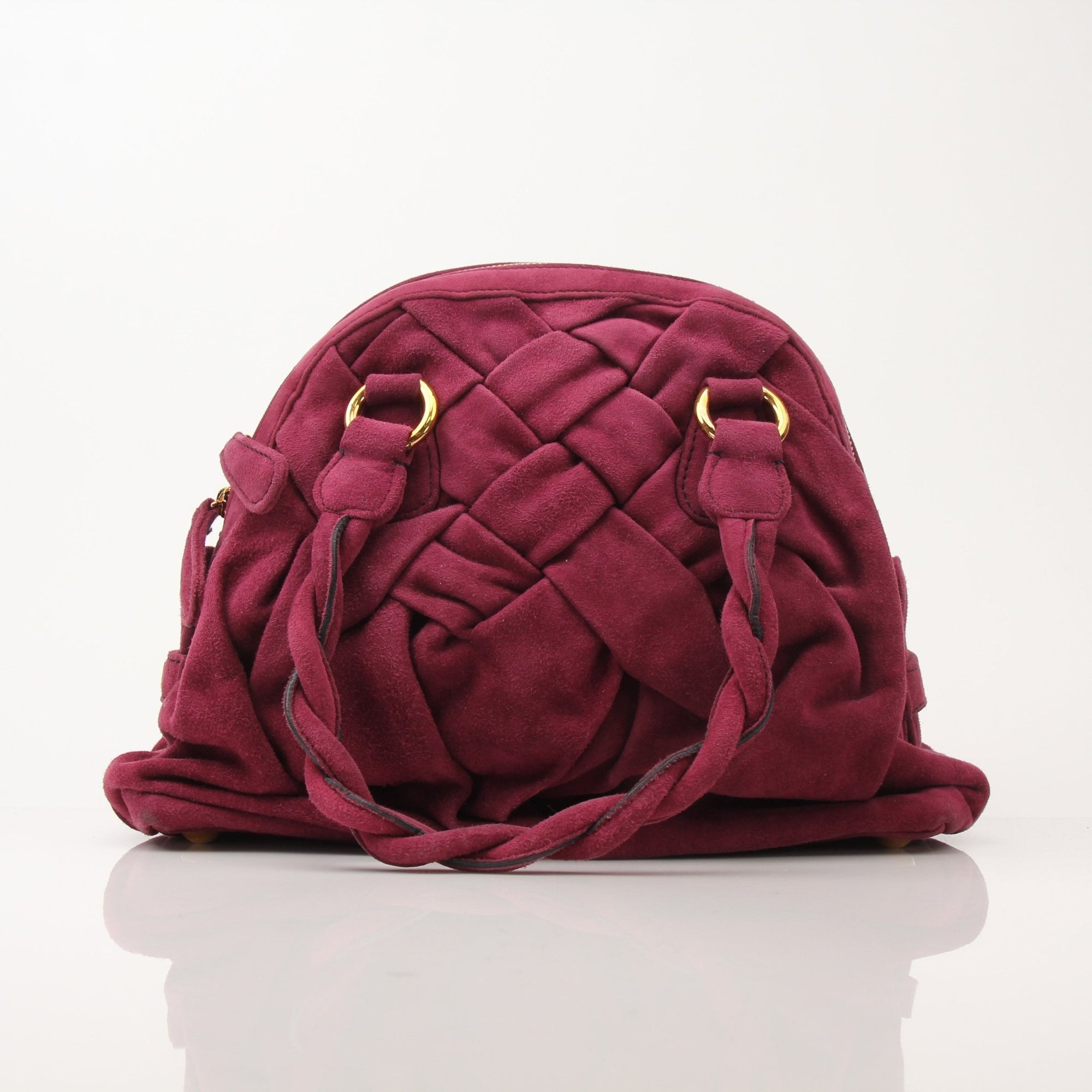 Gold & Beyond Valentino Purple Couture Dome Bag handbag with gold hardware and structured design.