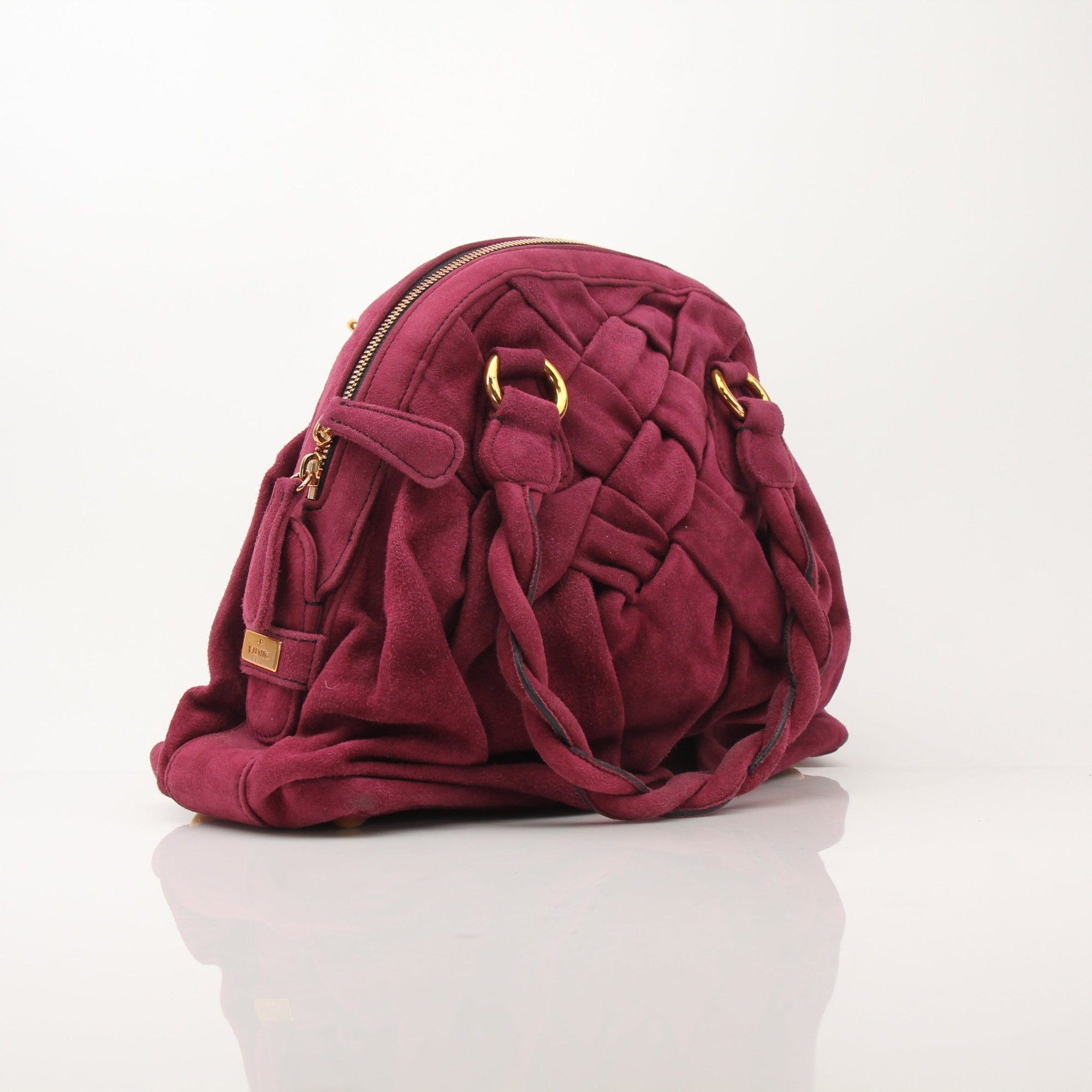 Valentino Purple Couture Dome Bag handbag by Gold & Beyond with gold accents and structured dome shape.