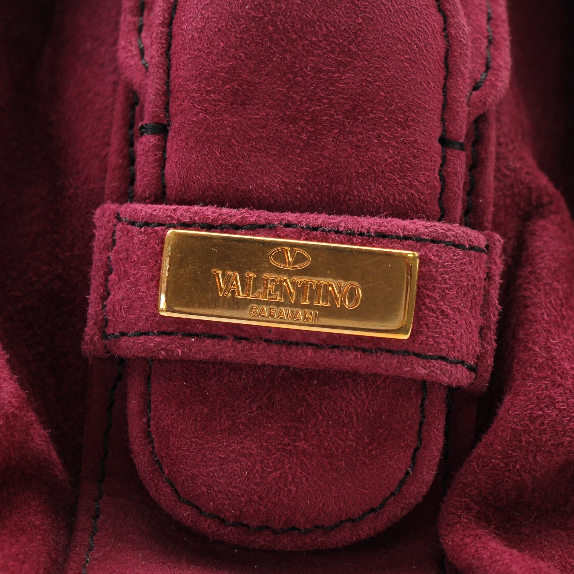 Gold & Beyond Valentino Purple Couture Dome Bag handbag with gold hardware and structured design, front view.