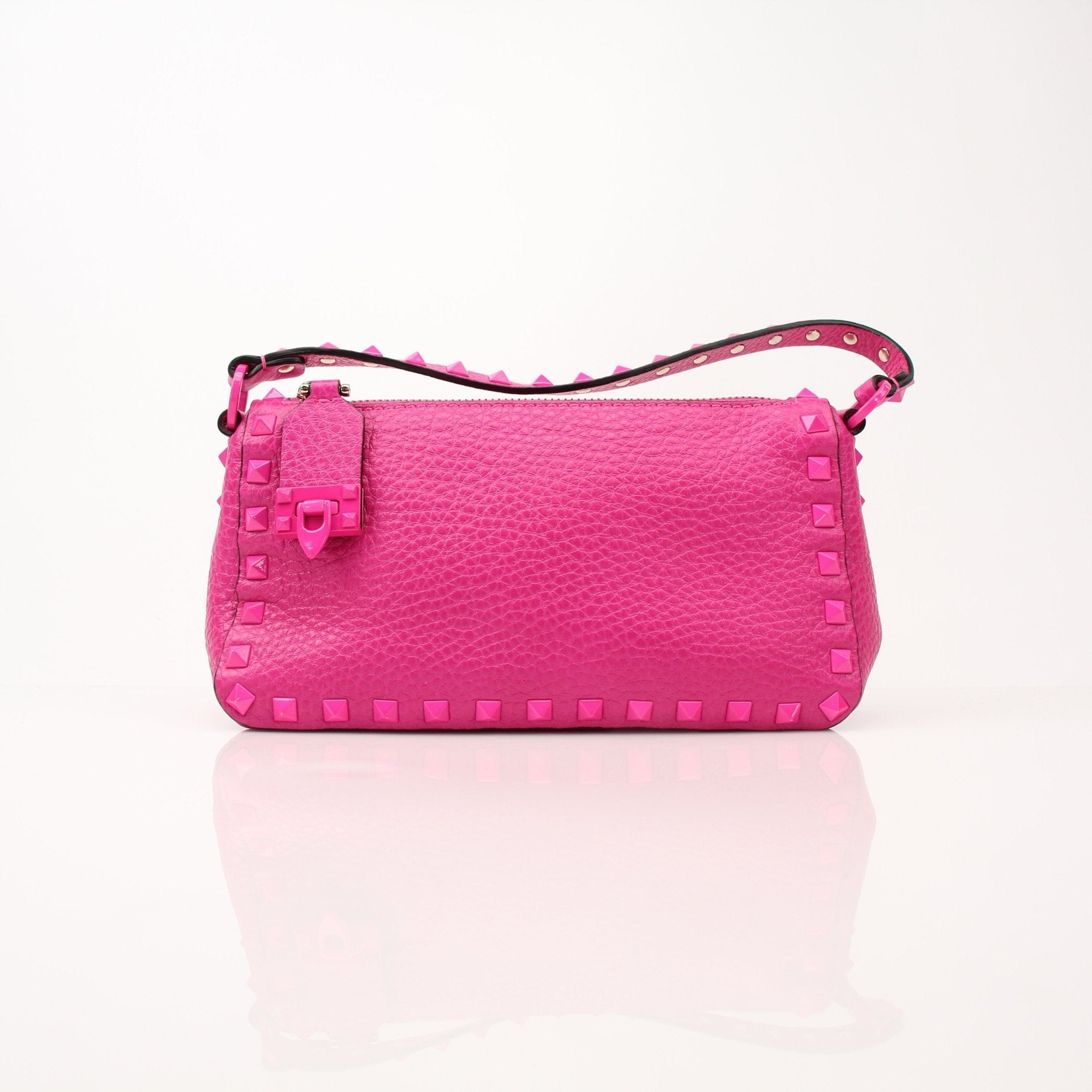 Valentino Fuchsia Pink Rockstud Flip Lock Shoulder Bag – Gold & Beyond