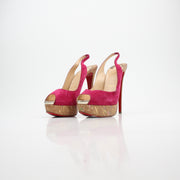 Christian Louboutin Lady Peep Slingback Platform Heels