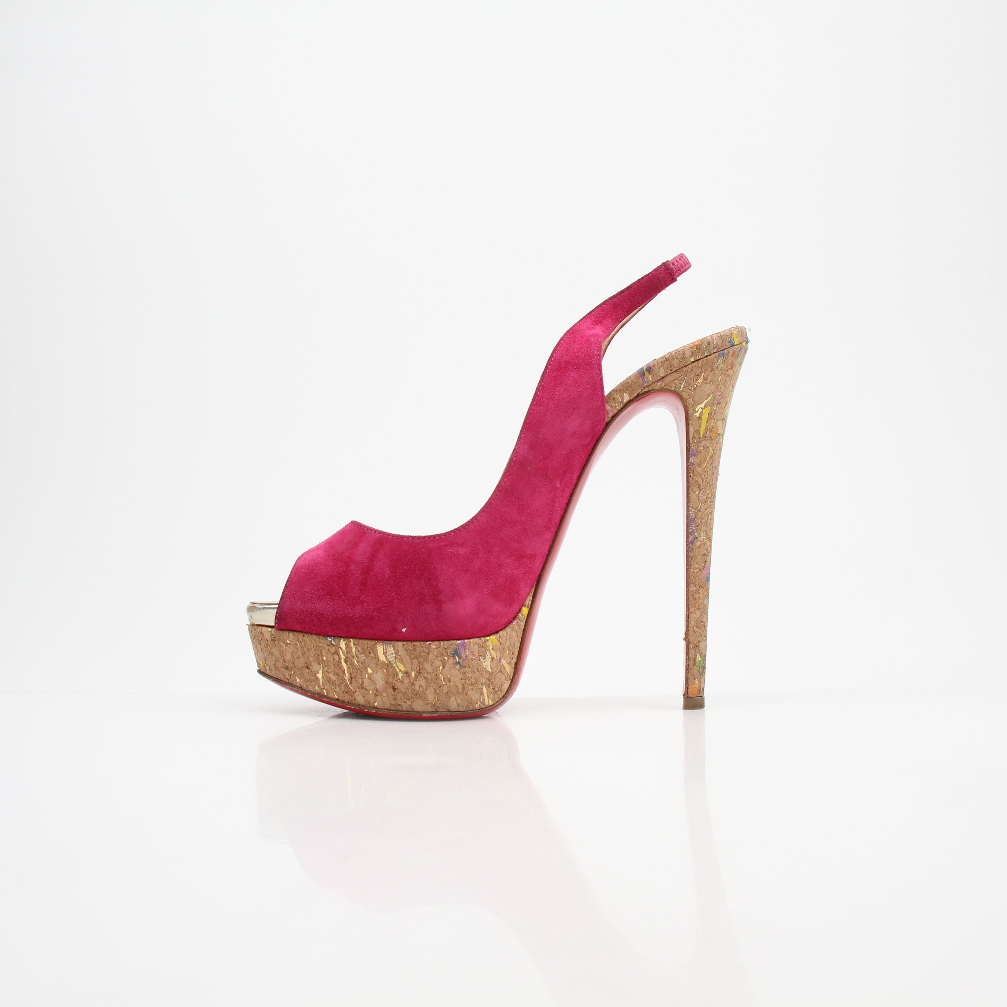 Christian Louboutin Lady Peep Slingback Platform Heels