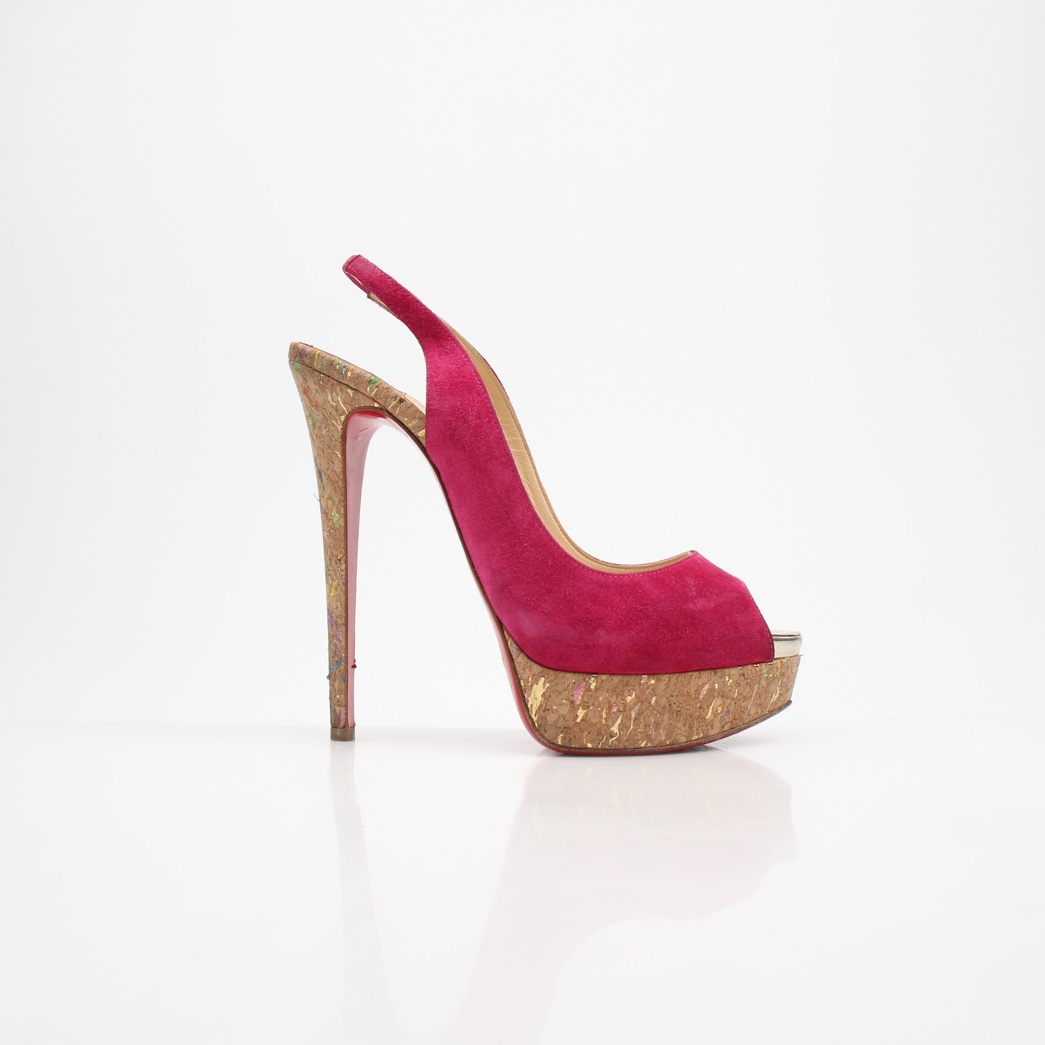 Christian Louboutin Lady Peep Slingback Platform Heels