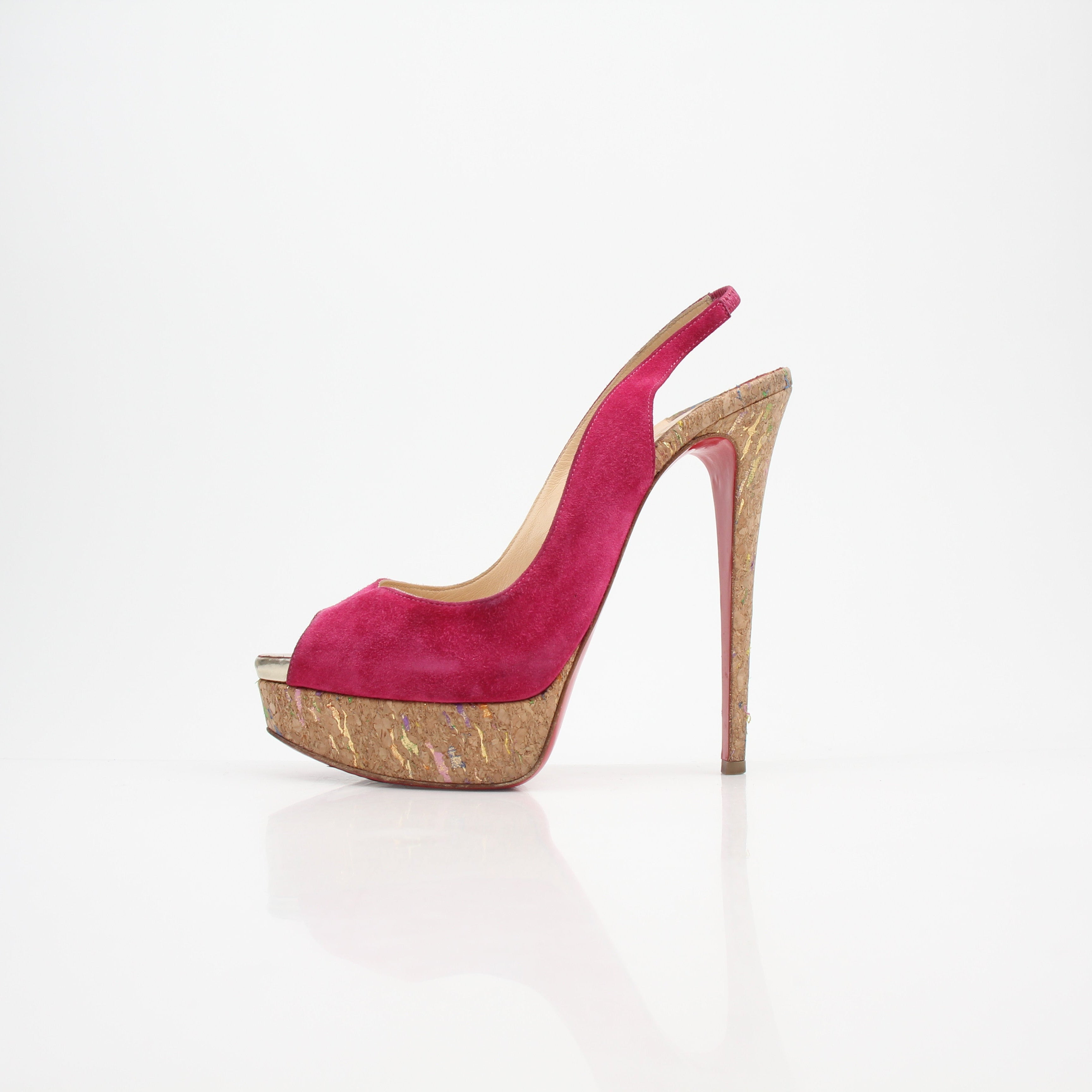 Christian Louboutin Lady Peep Slingback Platform Heels