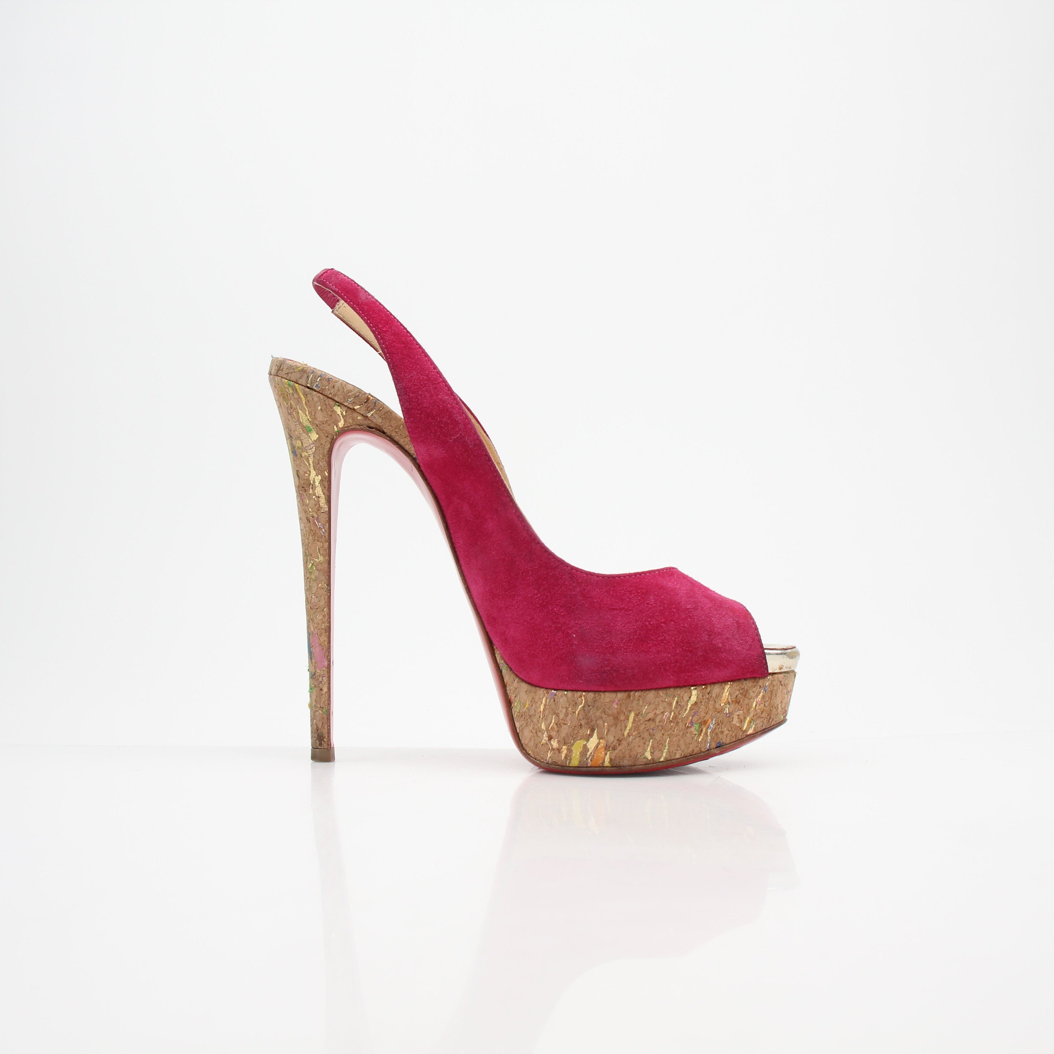Christian Louboutin Lady Peep Slingback Platform Heels