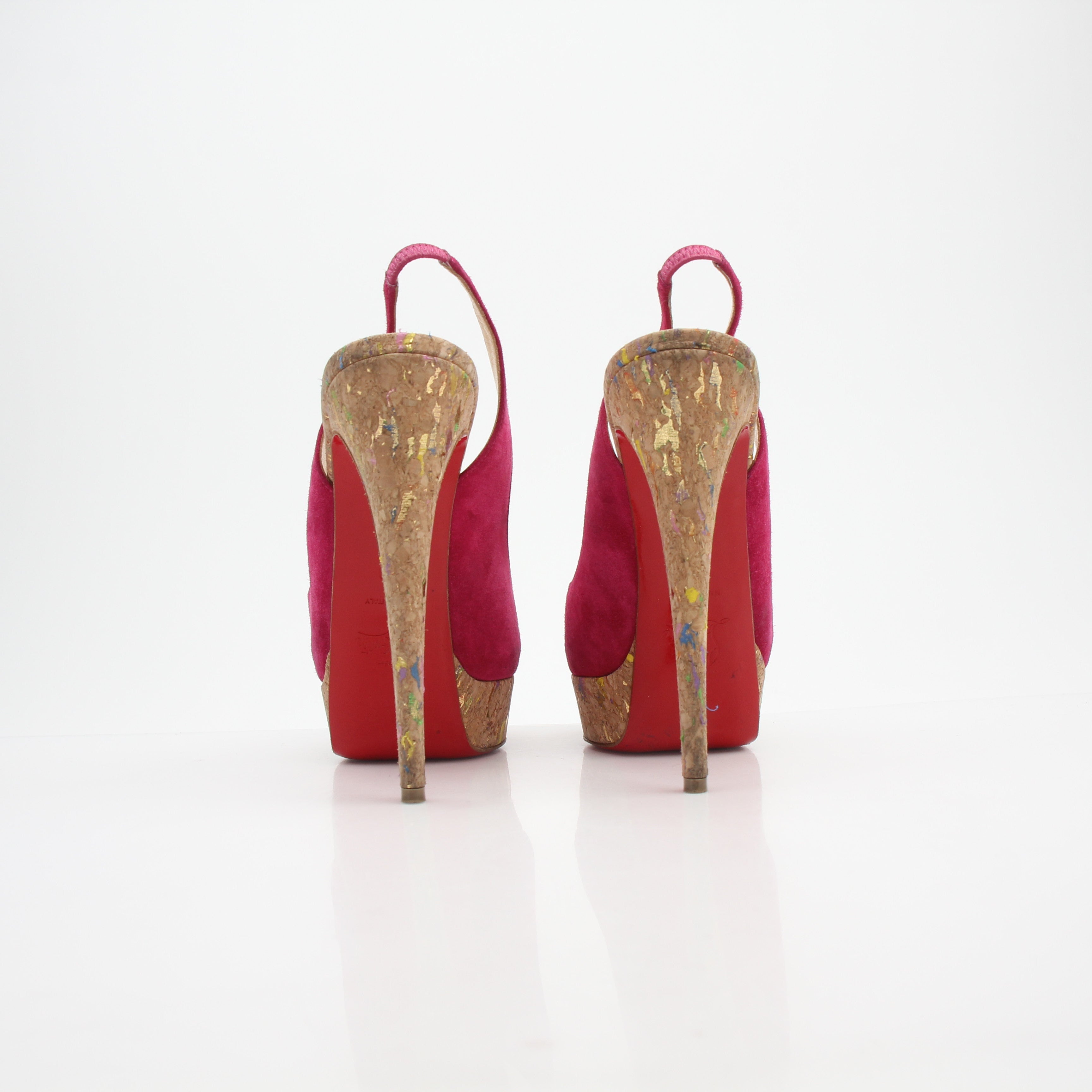 Christian Louboutin Lady Peep Slingback Platform Heels