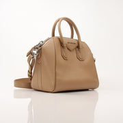 Givenchy Brown Antigona Mini Top Handle Bag, stylish handbag with top handle and structured design, shown in the image.
