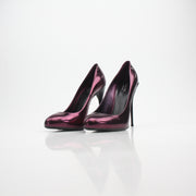 Gucci Metallic Burgundy Leather Platform Pumps